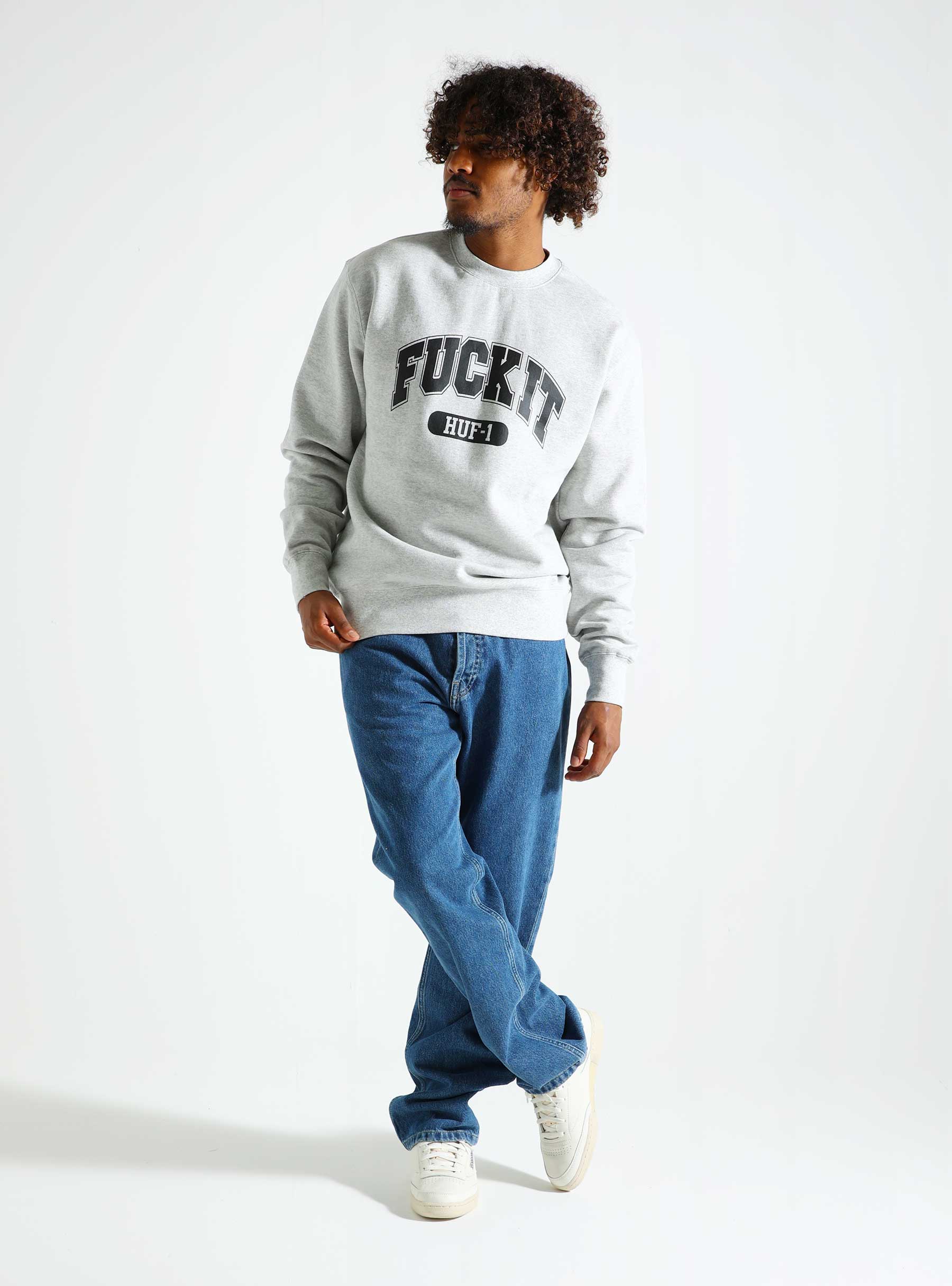 HUF Fuck It Crewneck Heather Grey PF00664