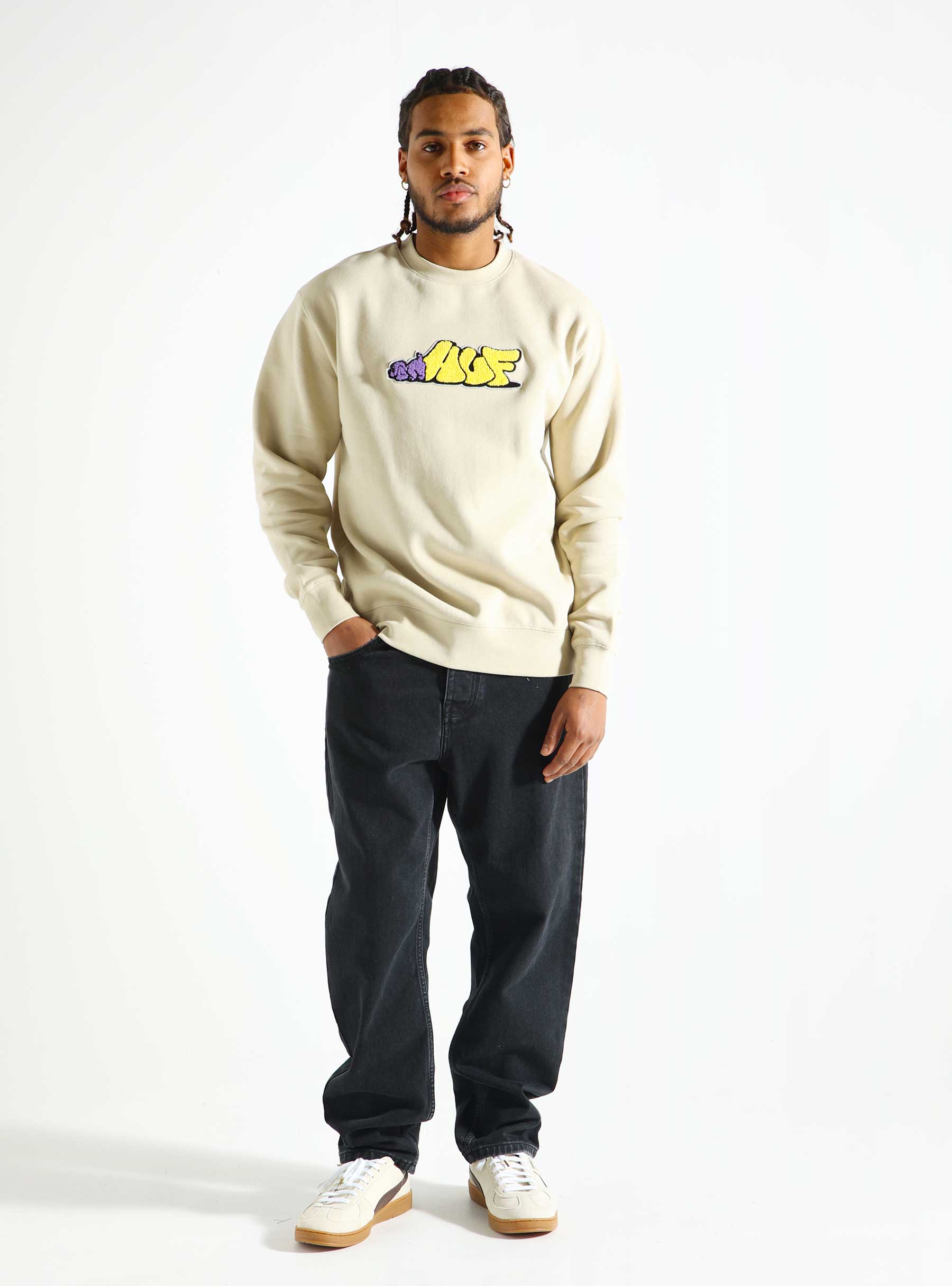 HUF Dog Sense Crewneck Stone