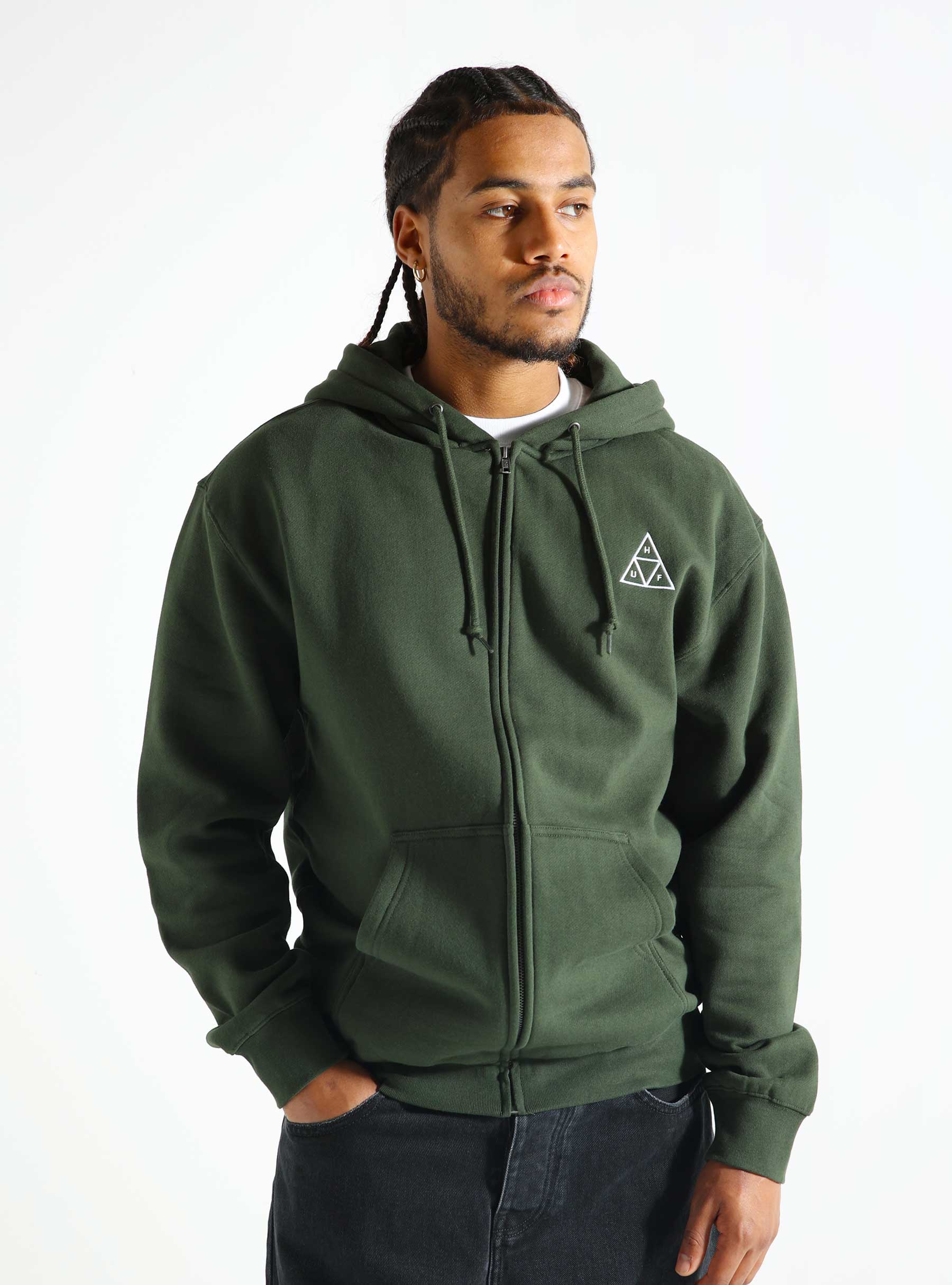 HUF HUF Set TT Full Zip Hoodie Hunter Green PF00697