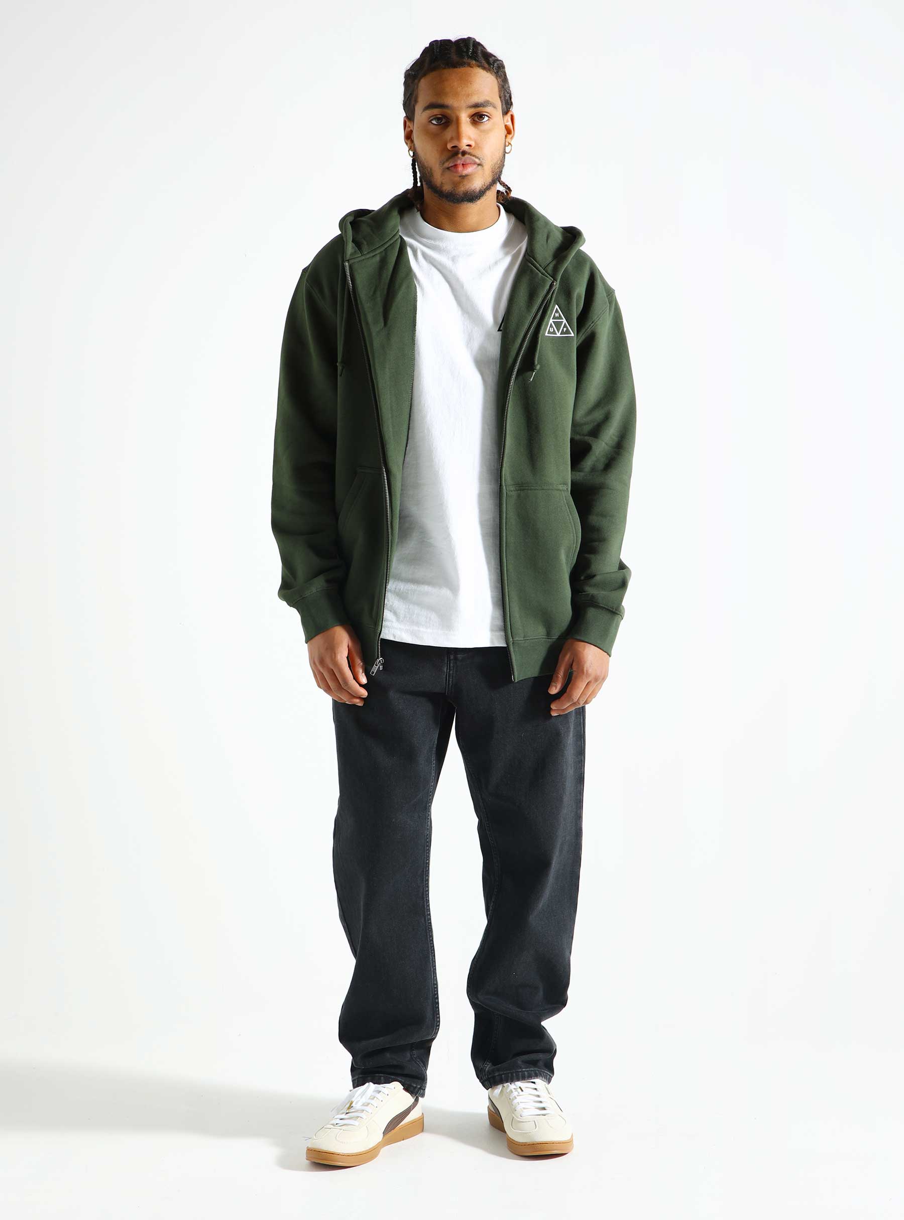 HUF HUF Set TT Full Zip Hoodie Hunter Green PF00697