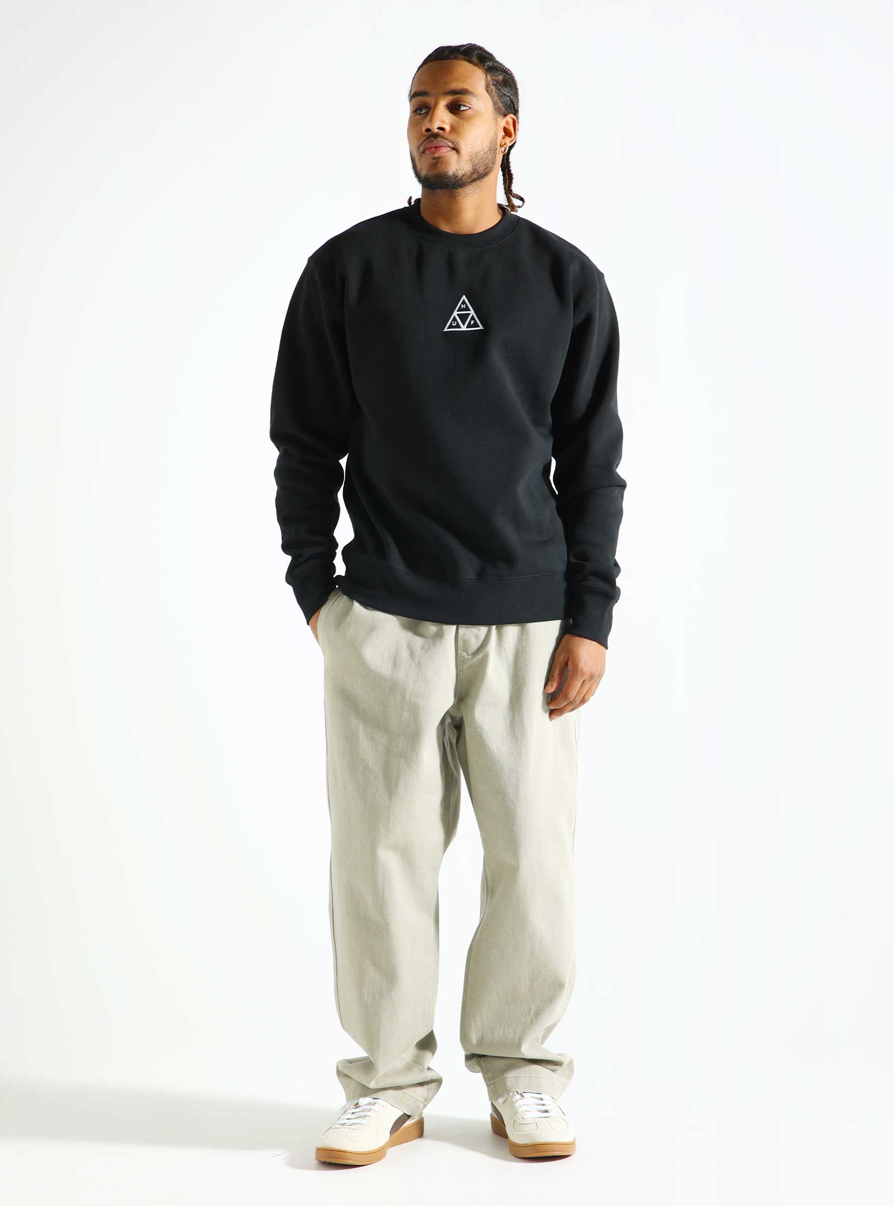 HUF HUF Set Triple Triangle Crewneck Black PF00650