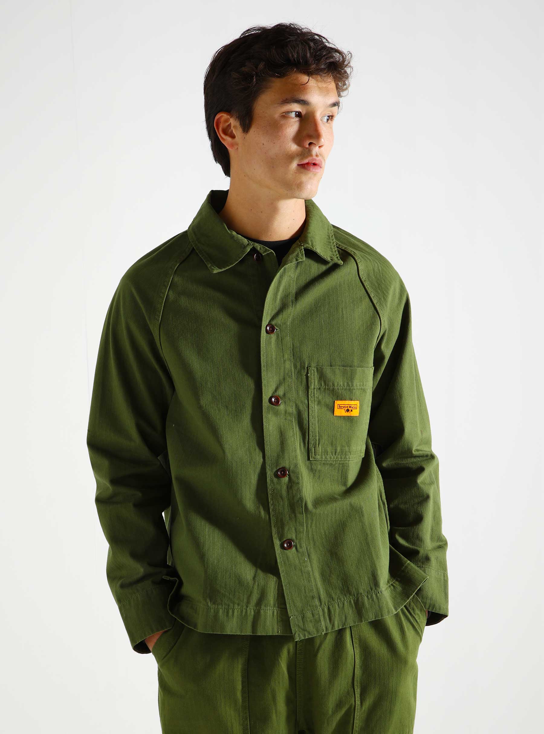 Service Works Herringbone FOH Jacket Pesto SW-AW24-1037