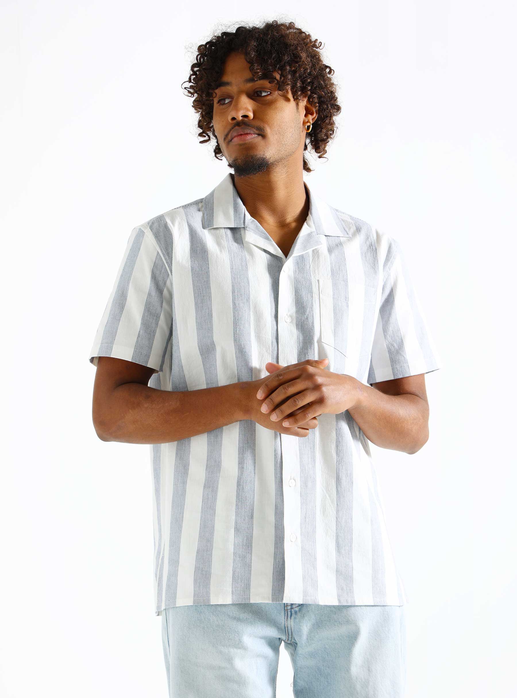 Libertine Libertine Cave Shirt Dusty Blue Stripe 3441