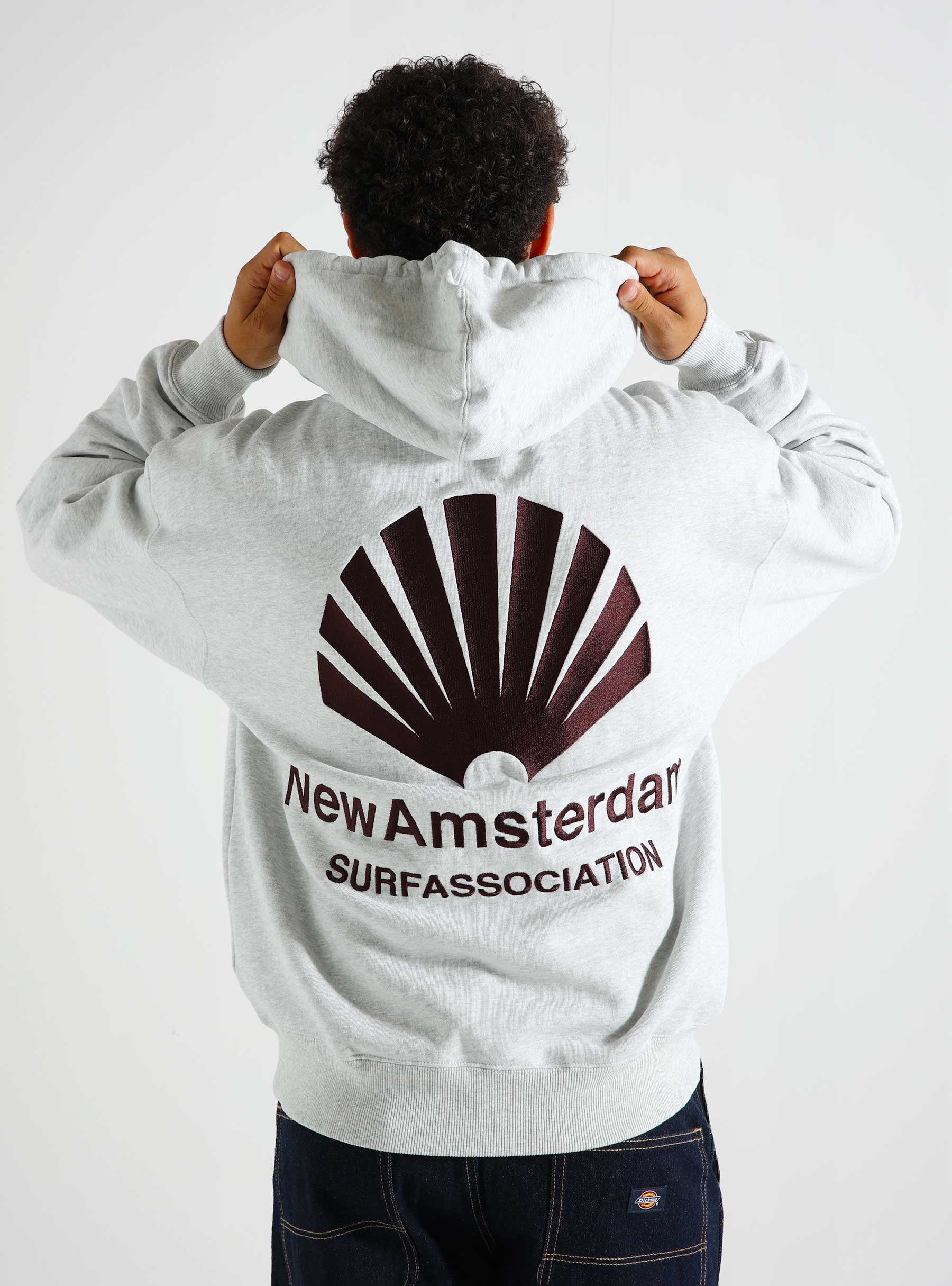 New Amsterdam Surf Association Logo Hoodie Ash Vineyard Wine 2402095001