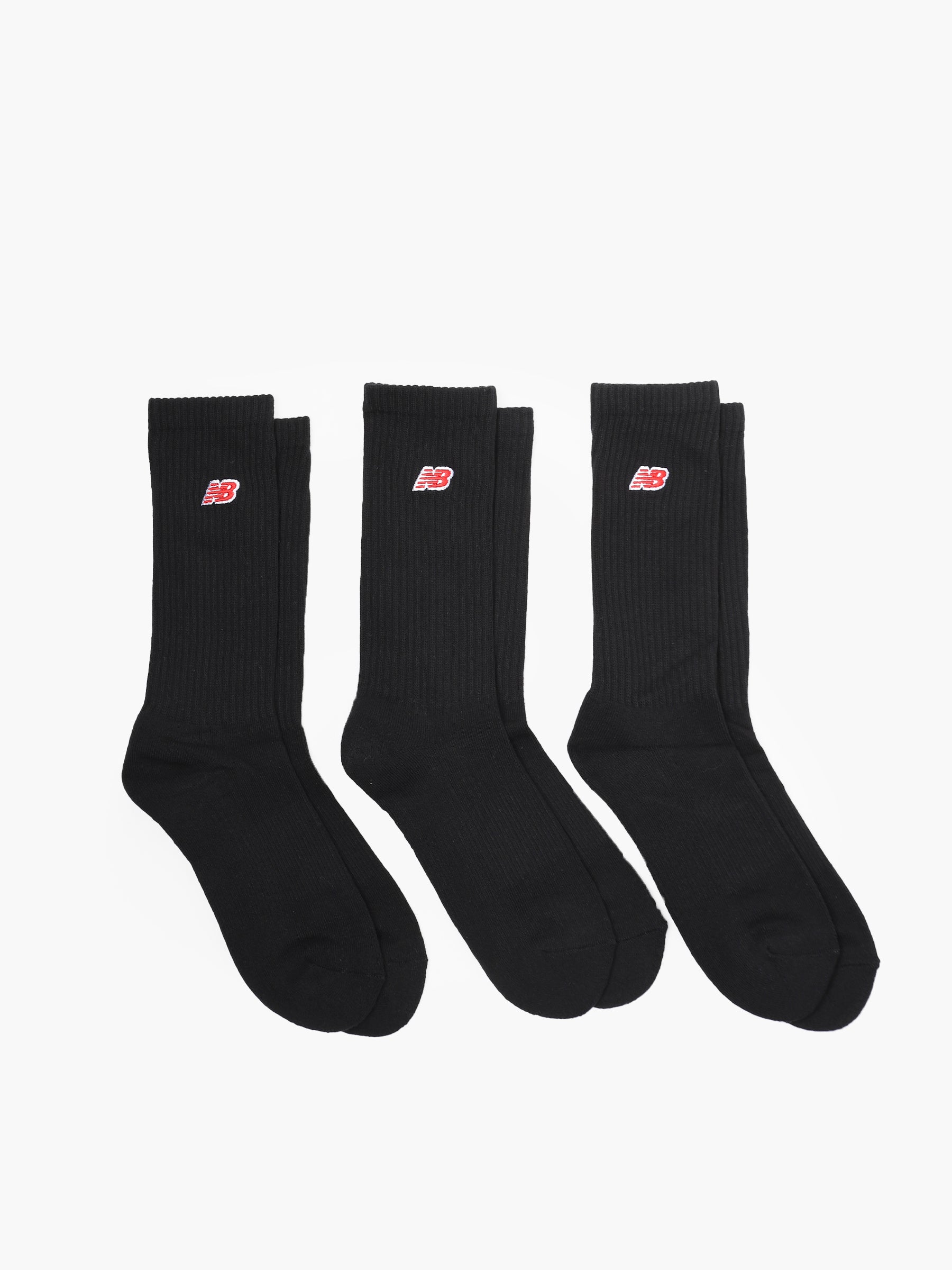 New Balance NB Patch Logo Crew 3 Pairs Socks Black LAS33763-BK