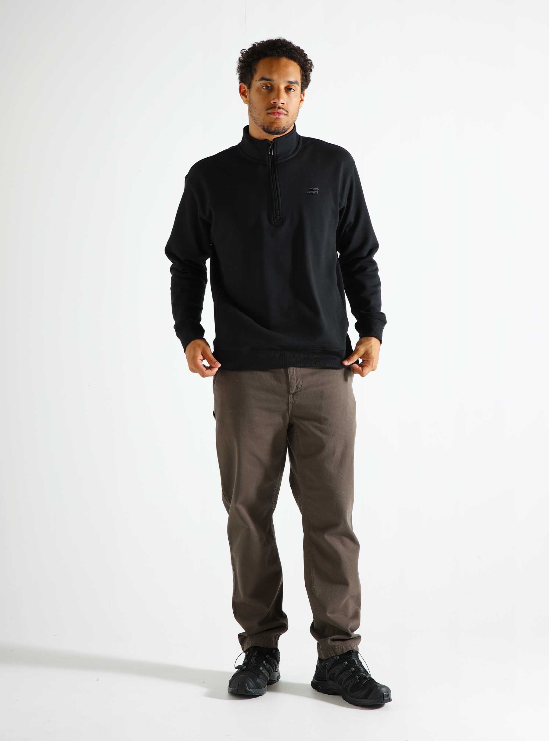 New Balance Athletics Fleece Quarter Zip Ash Black MT43501