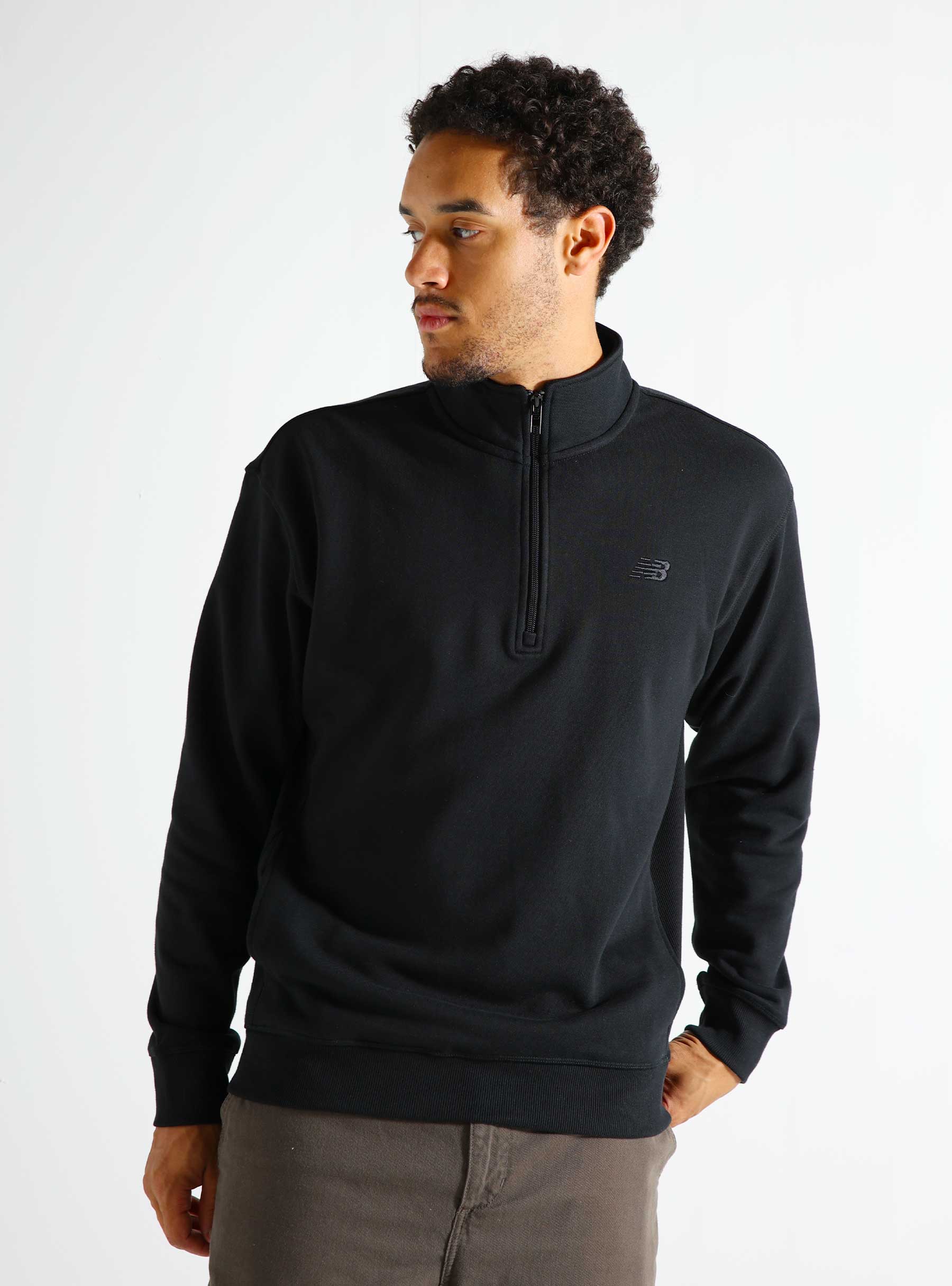 New Balance Athletics Fleece Quarter Zip Ash Black MT43501