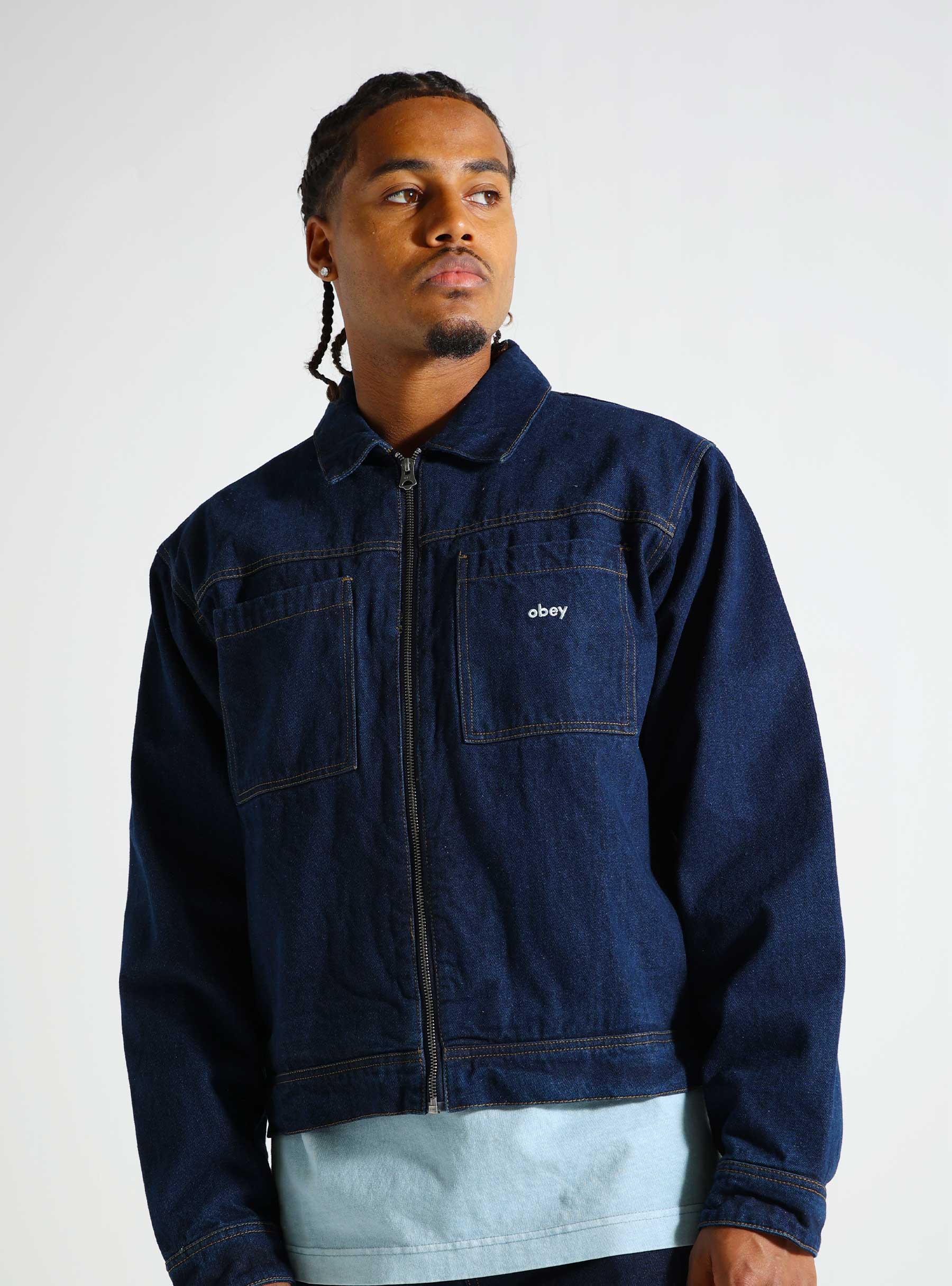 Obey Hardwork Zip Up Jacket Rinse 121800566-RIN