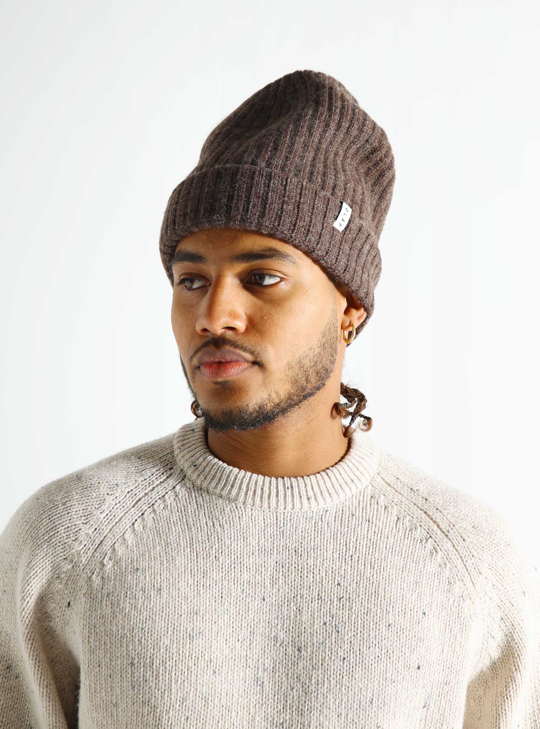 OLAF Wool Beanie Brown Melange A180826