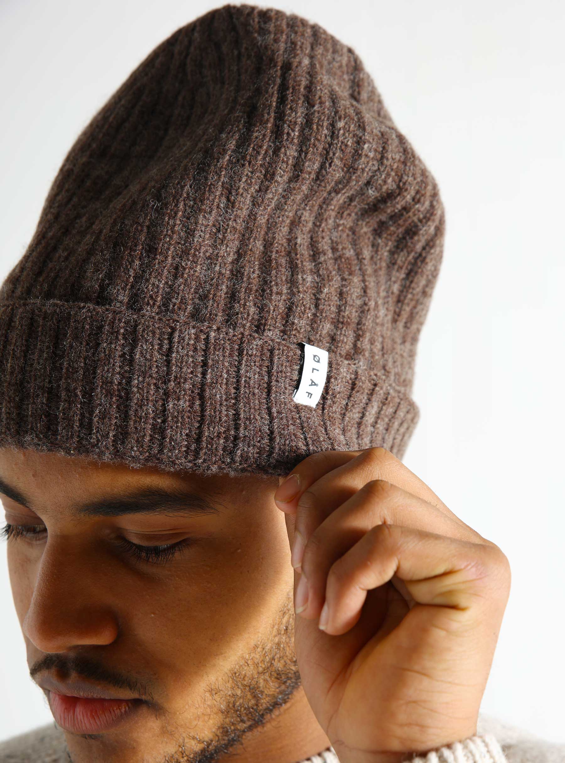 OLAF Wool Beanie Brown Melange A180826