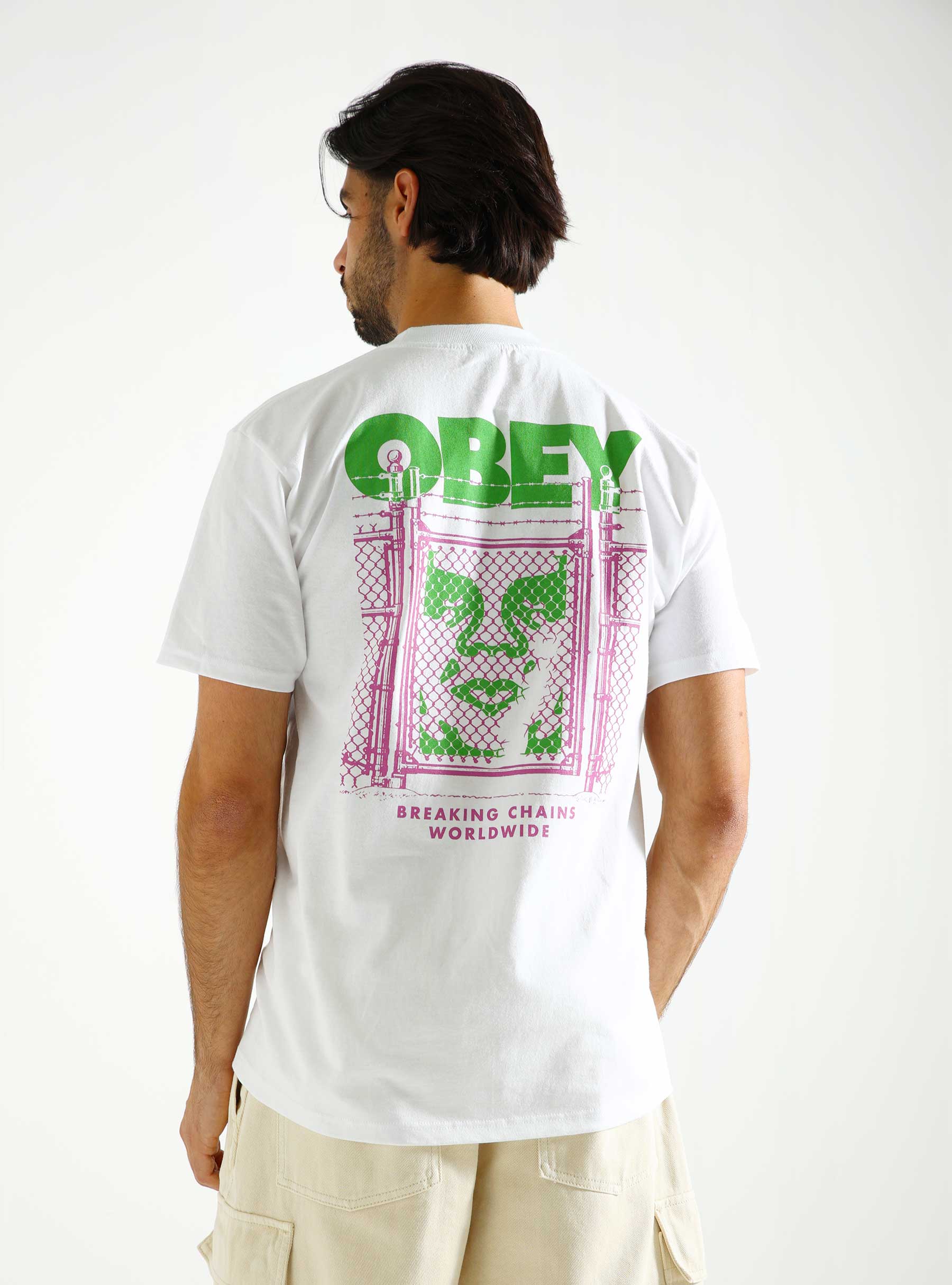 Obey Obey Chain Link Fence icon T-Shirt White 165263799-WHT