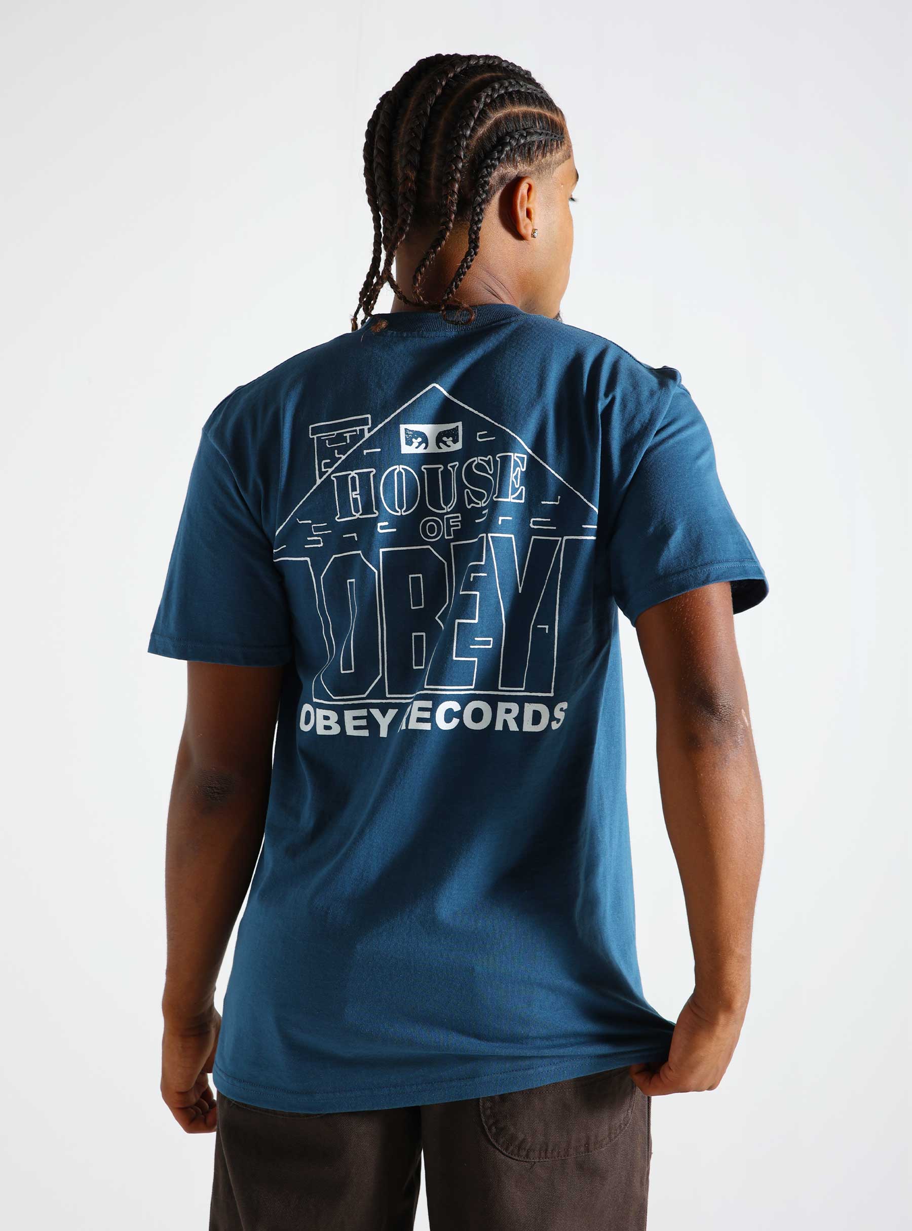 Obey House Of Obey Records T-shirt Harbor Blue 165263922-HBU