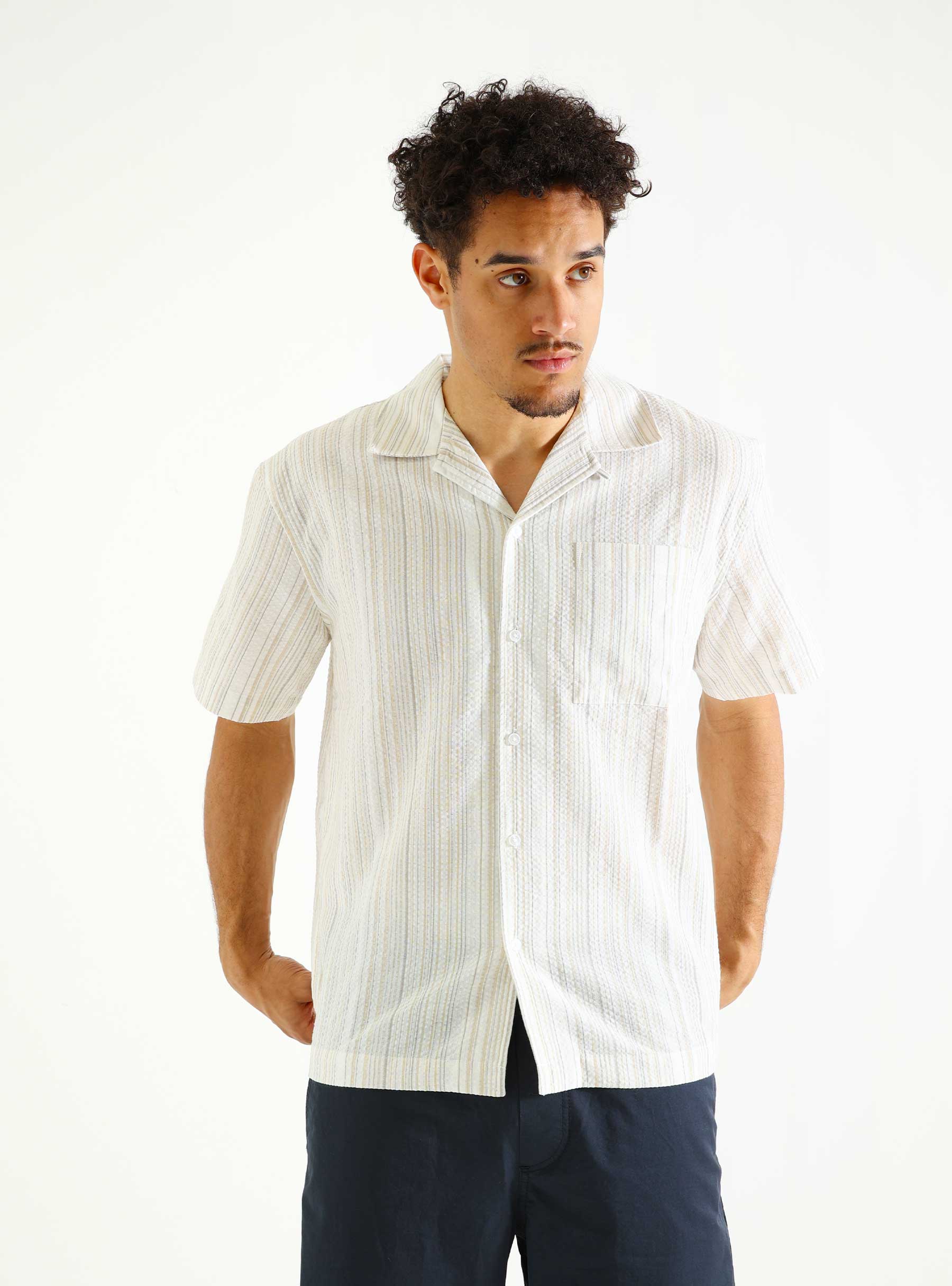 OLAF Stripe Shirt Brown Stripe M170301