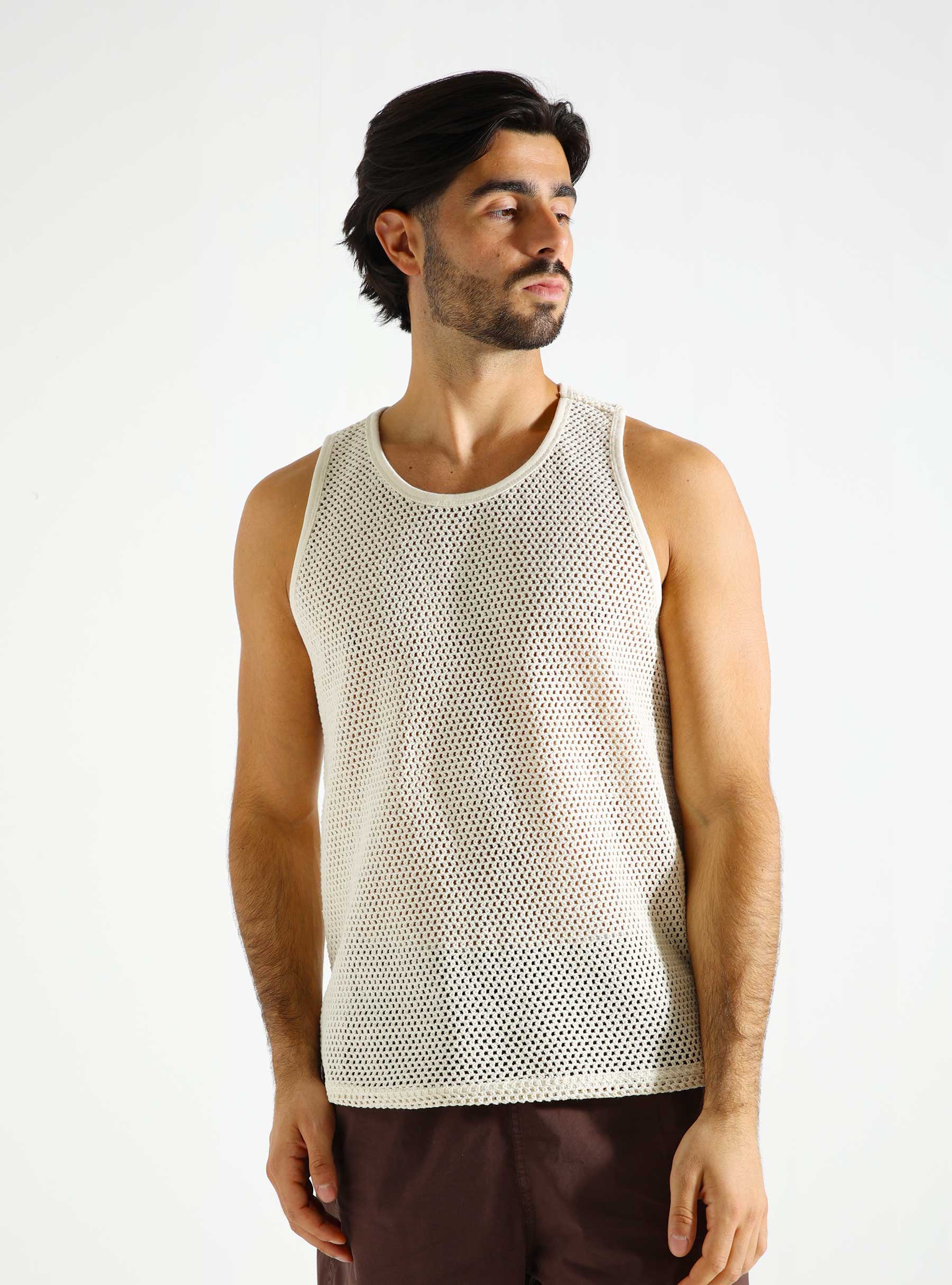 Obey Tower Mesh Tank T-Shirt Unbleached 134050058-UBL