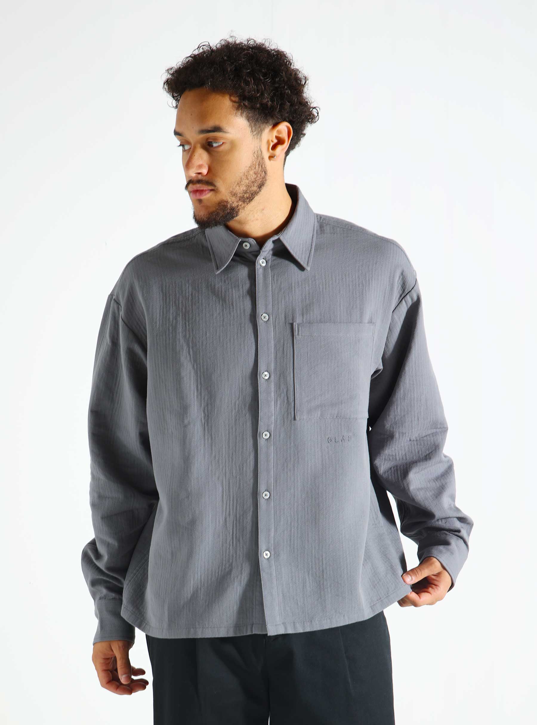 OLAF Double Faced Boxy Shirt Grey M190303