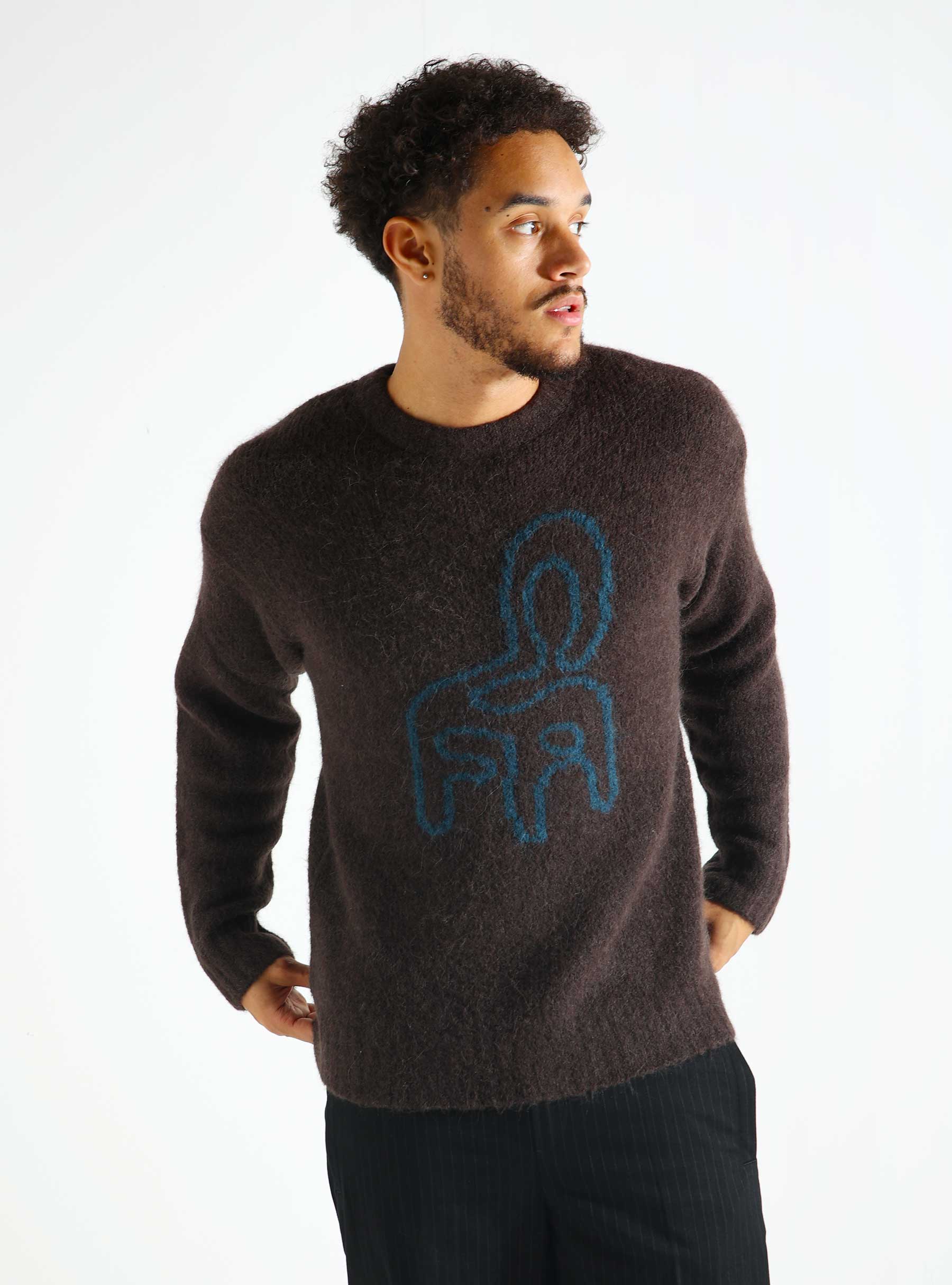 OLAF Chair Logo Crewneck Knit Brown M190701