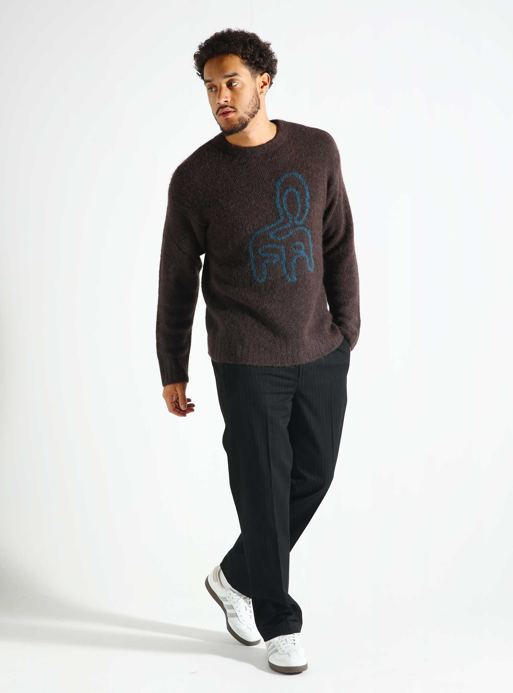 OLAF Chair Logo Crewneck Knit Brown M190701