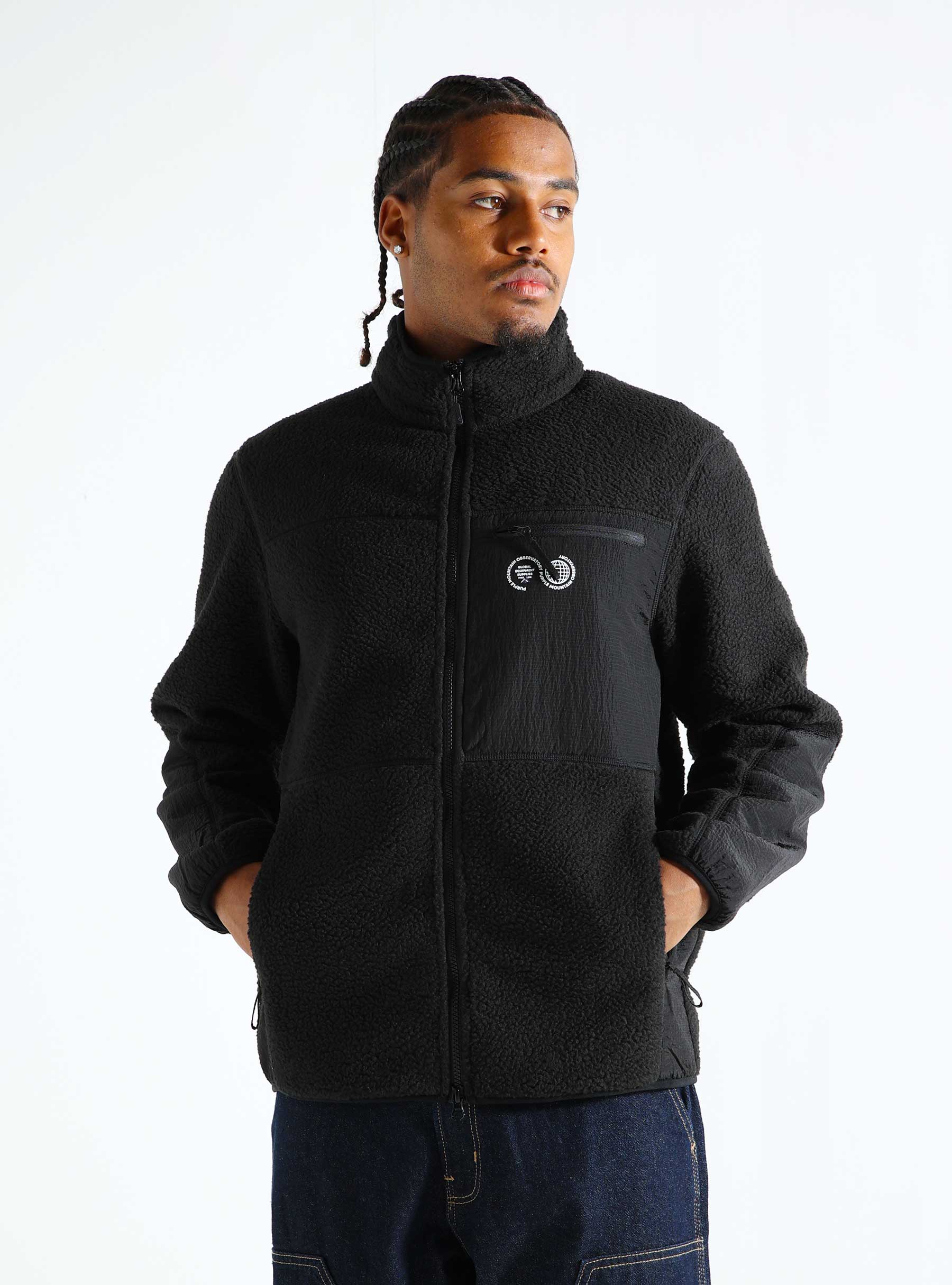 Purple Mountain Observatory Sherpa Zip Through Fleece Black PMO001