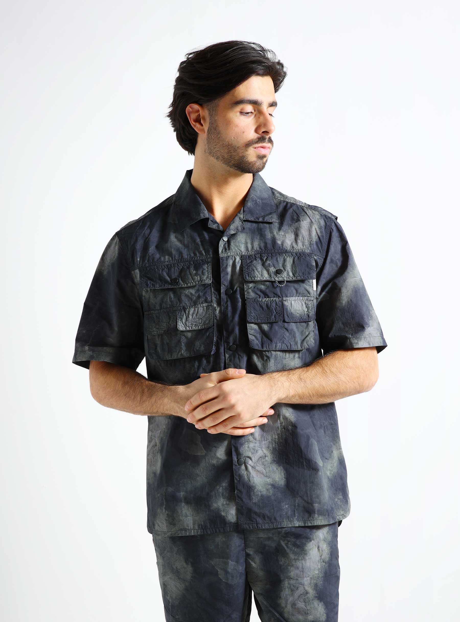 Purple Mountain Observatory Trail Multi Pocket Shirt Texture Black Print PMO2034-BP