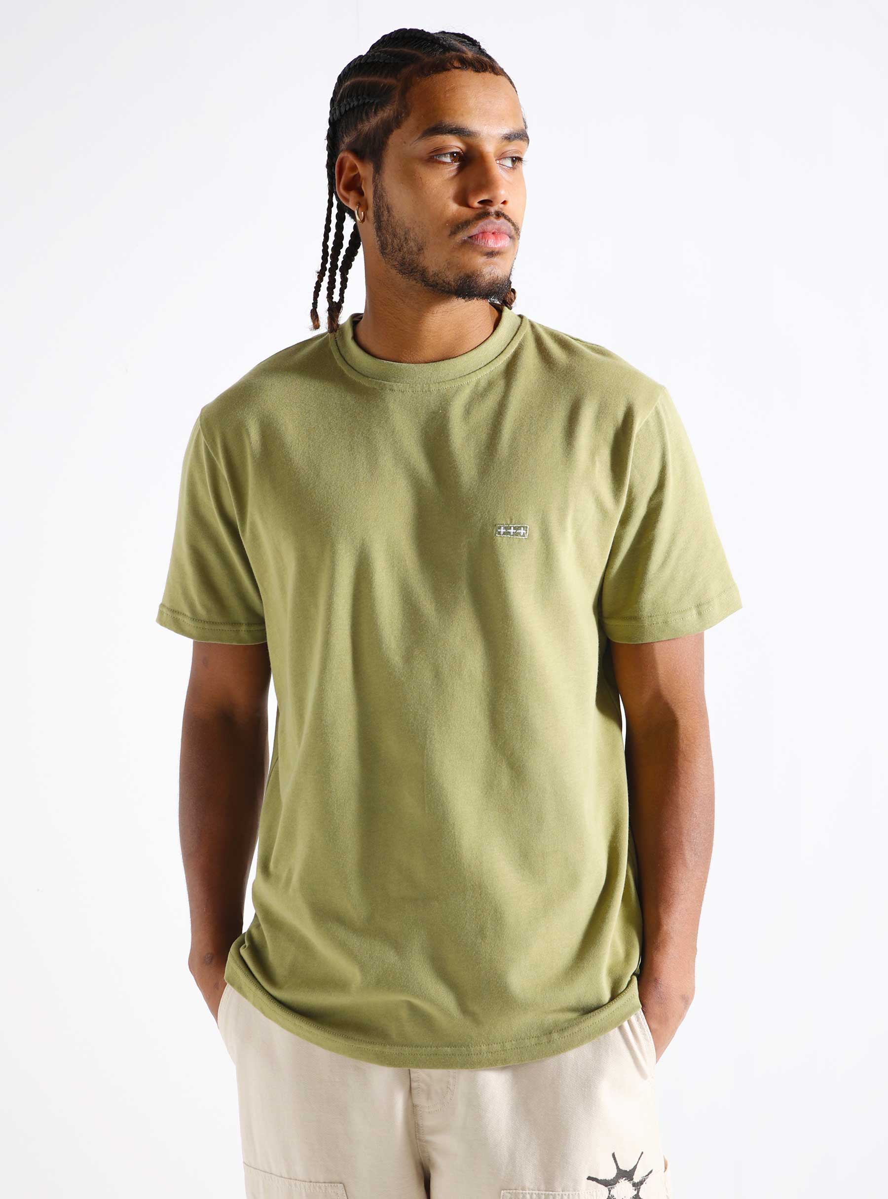 Quality Blanks QB03 Patch Logo T-shirt Olive Green