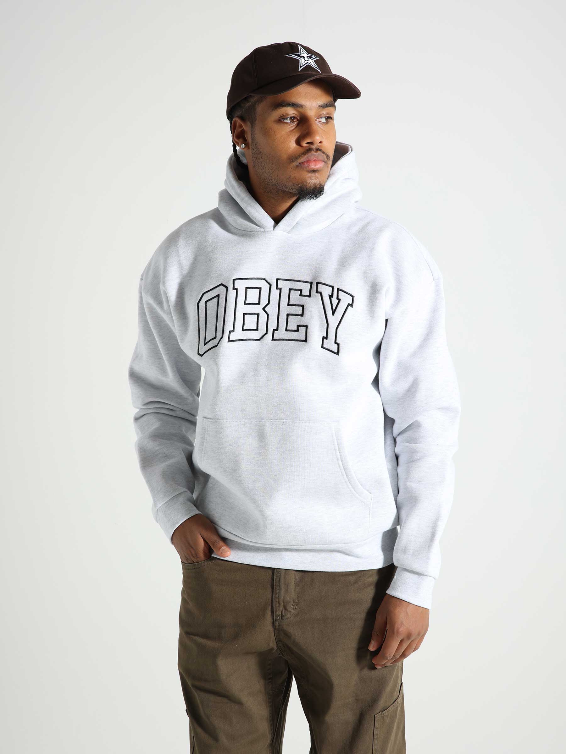 Obey Collegiate Extra Heavy Hoodie II Ash Grey 112470227-AGRY