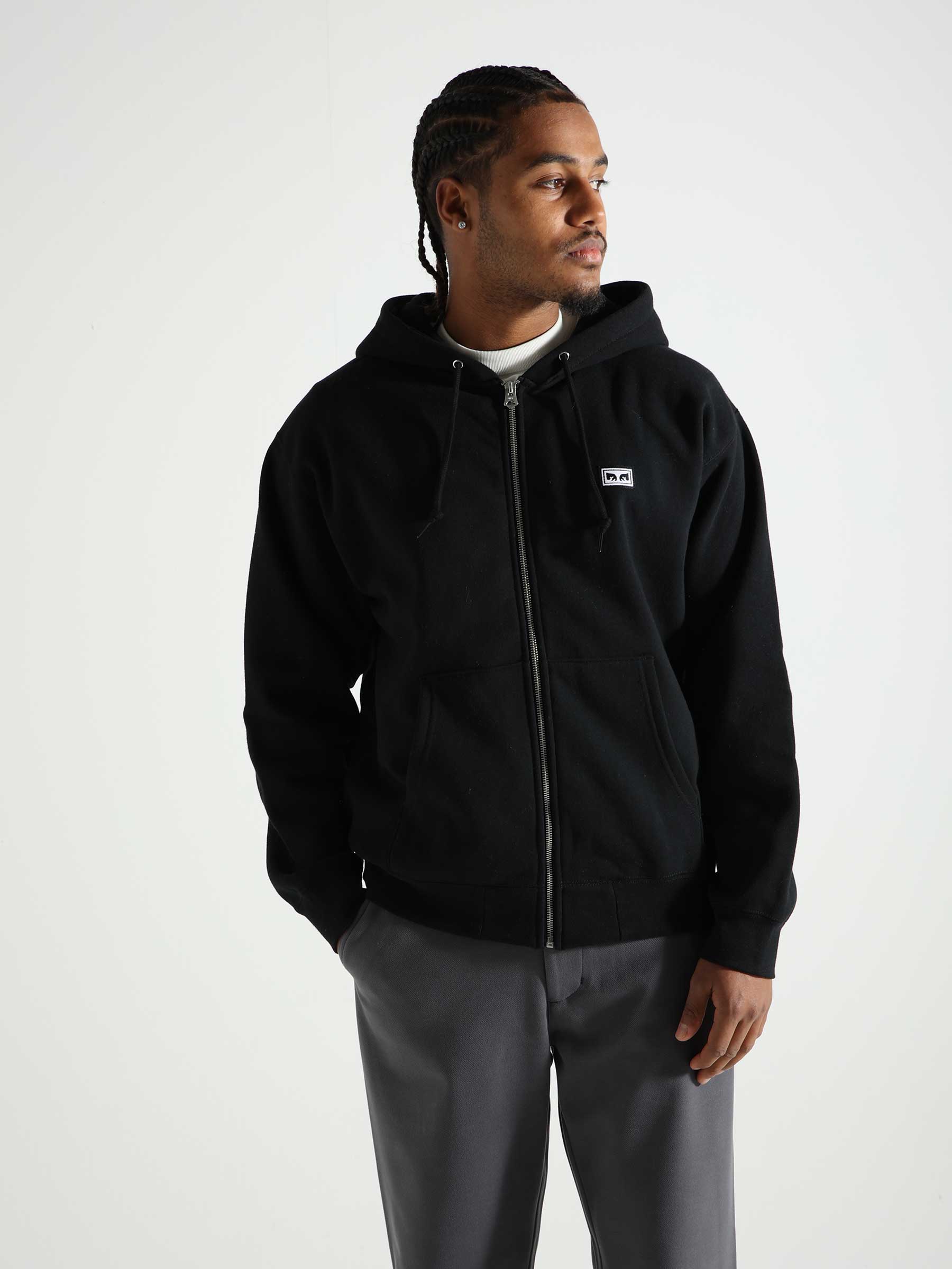 Obey Established Works Eyes Zip Hoodie Black 112460023-BLK