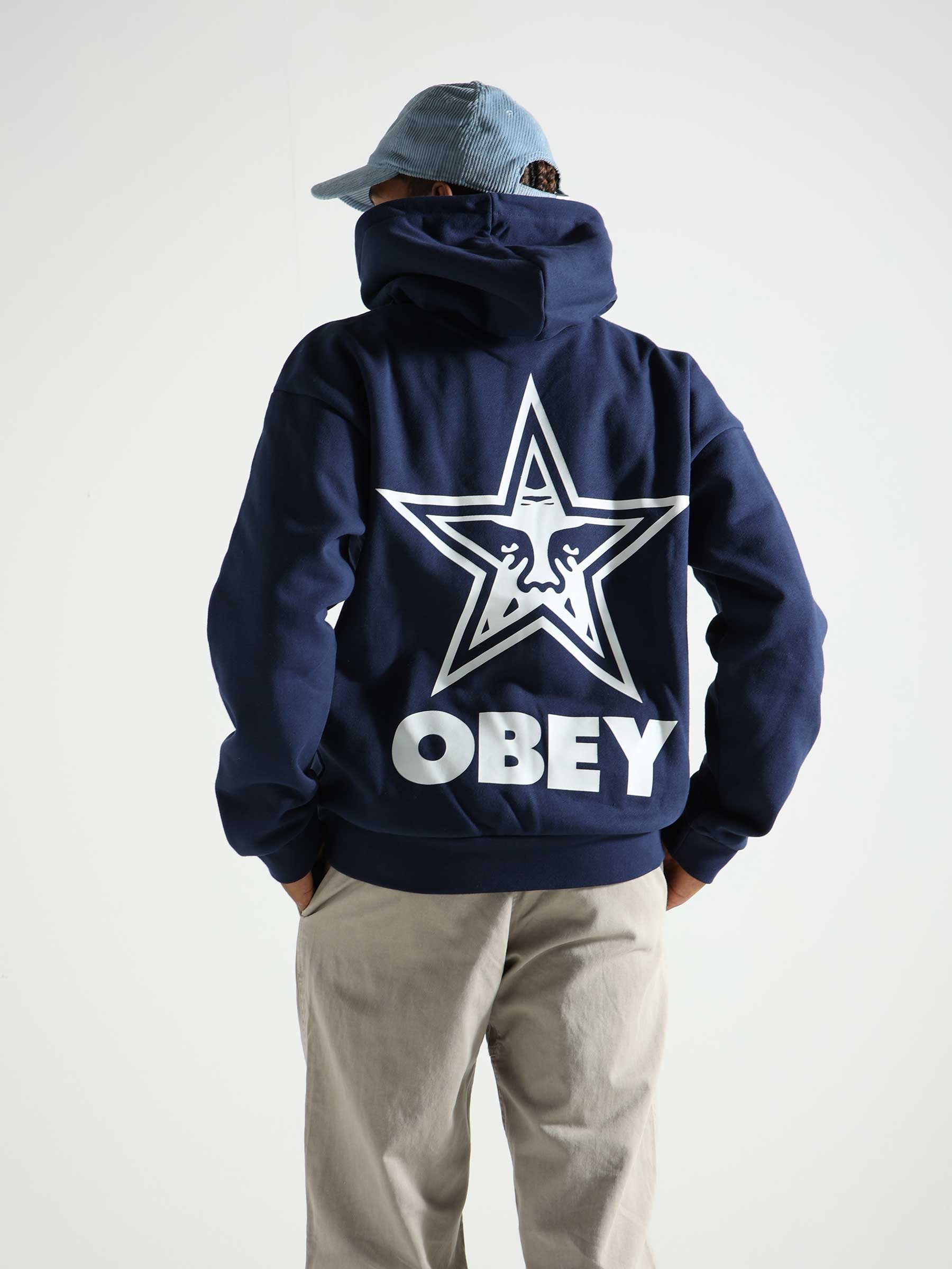 Obey Bold Star Extra Heavy Hood Academy Navy 112470224-ANV