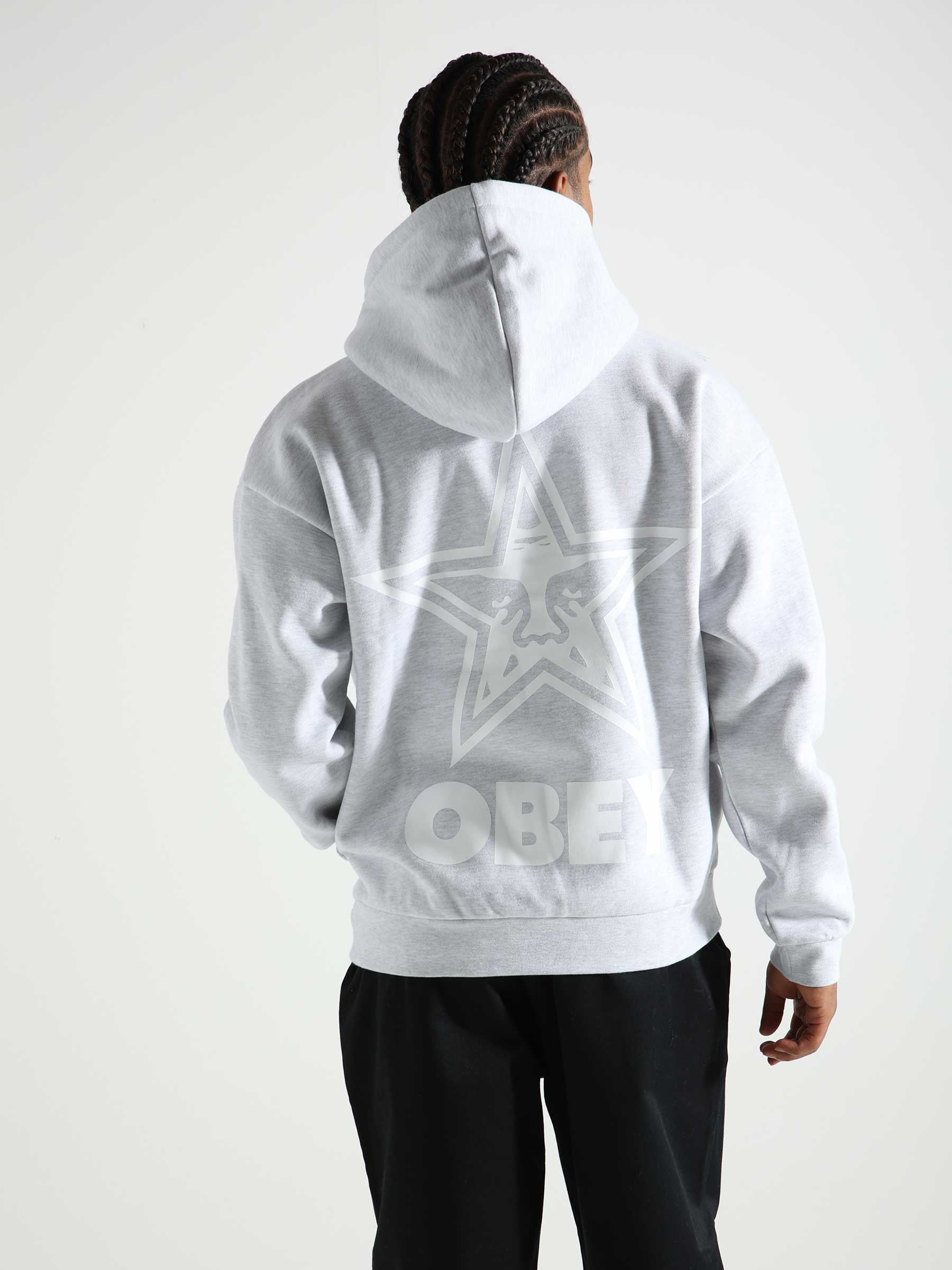 Obey Bold Star Extra Heavy Hoodie Ash Grey 112470224-AGRY