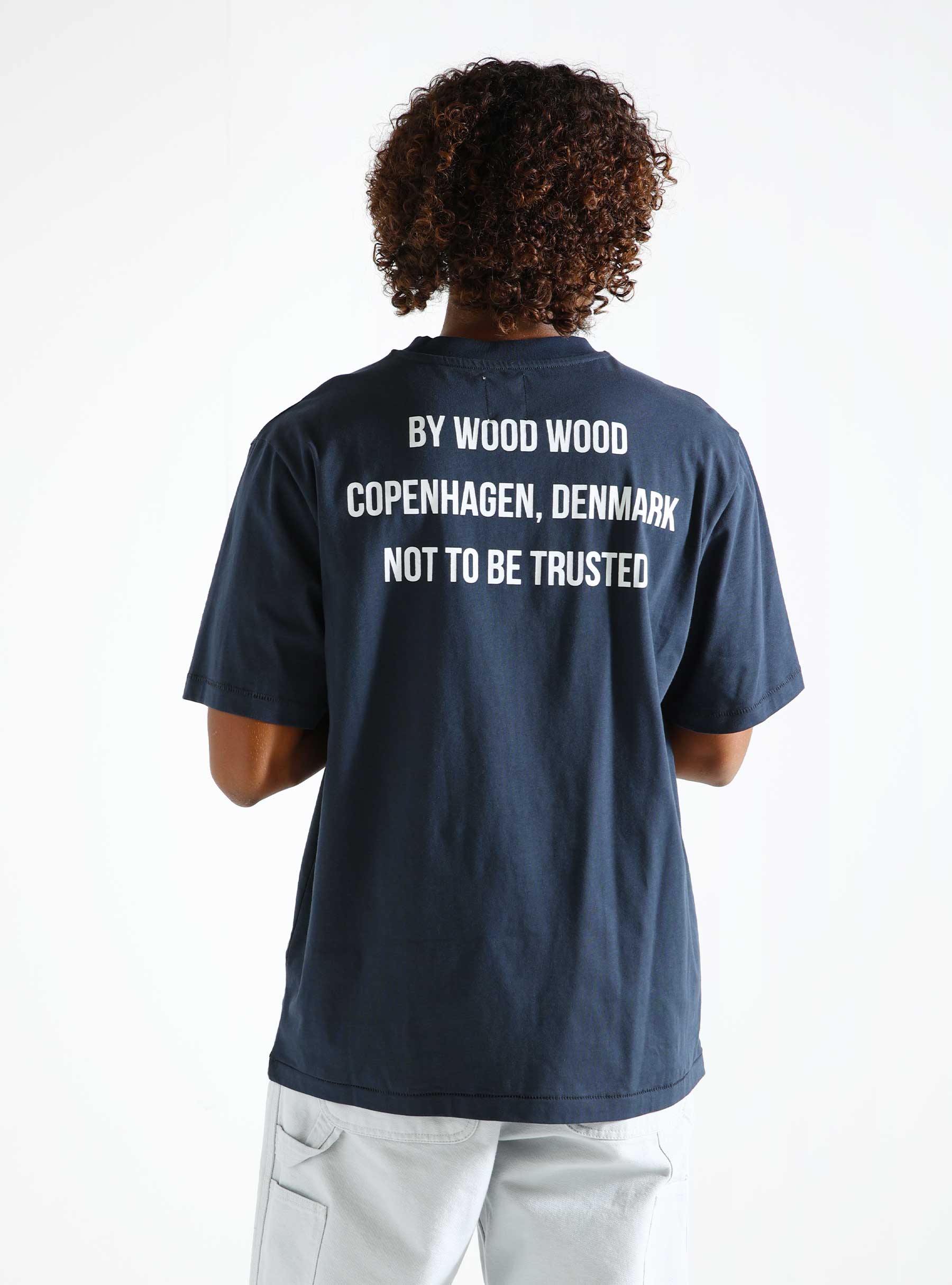 Double A by Wood Wood Asa Not To Be Trusted T-shirt GOTS 7004 Dark Navy 10325706-2222