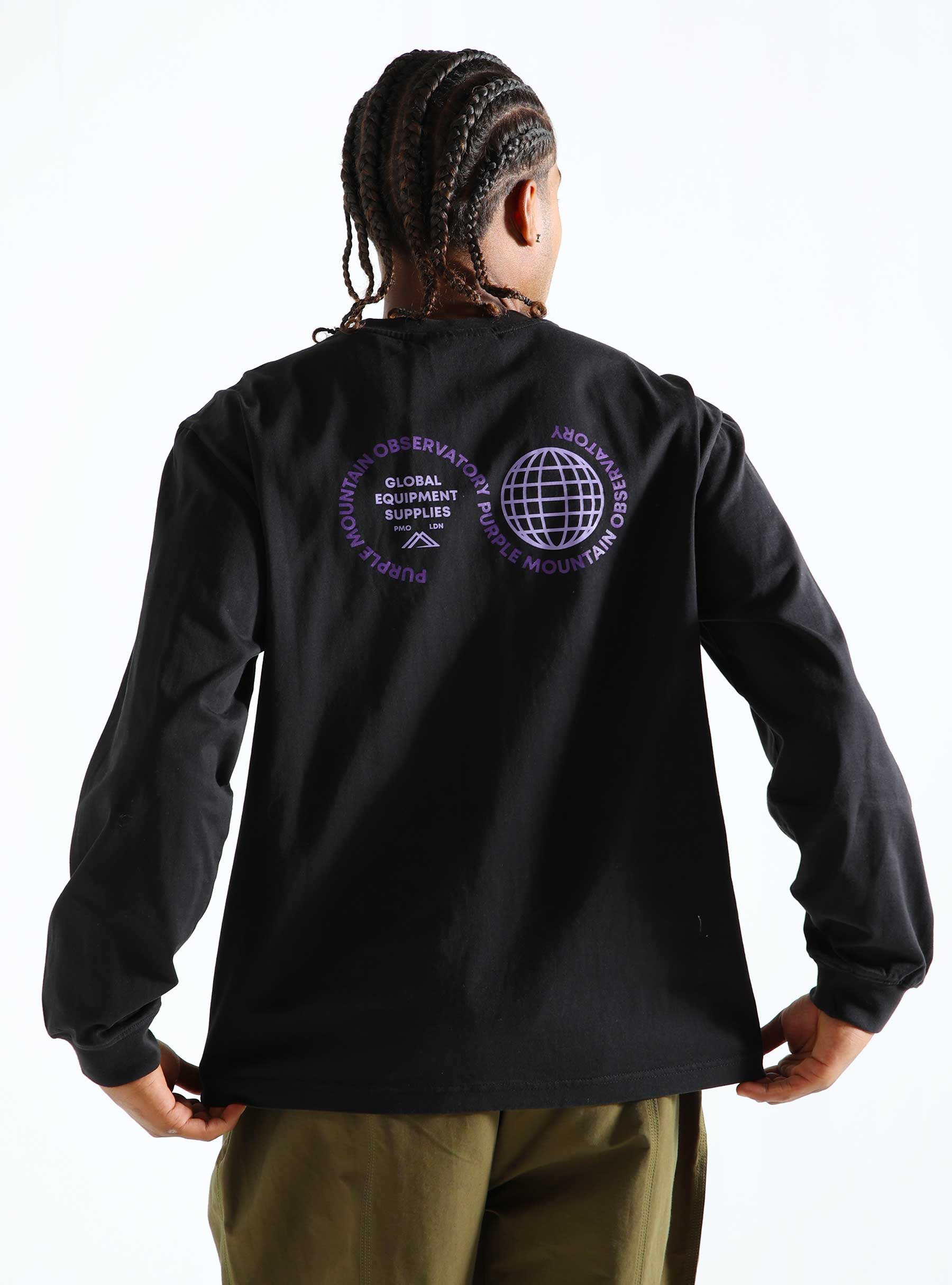 Purple Mountain Observatory Globe Logo Longsleeve Black PMO2019