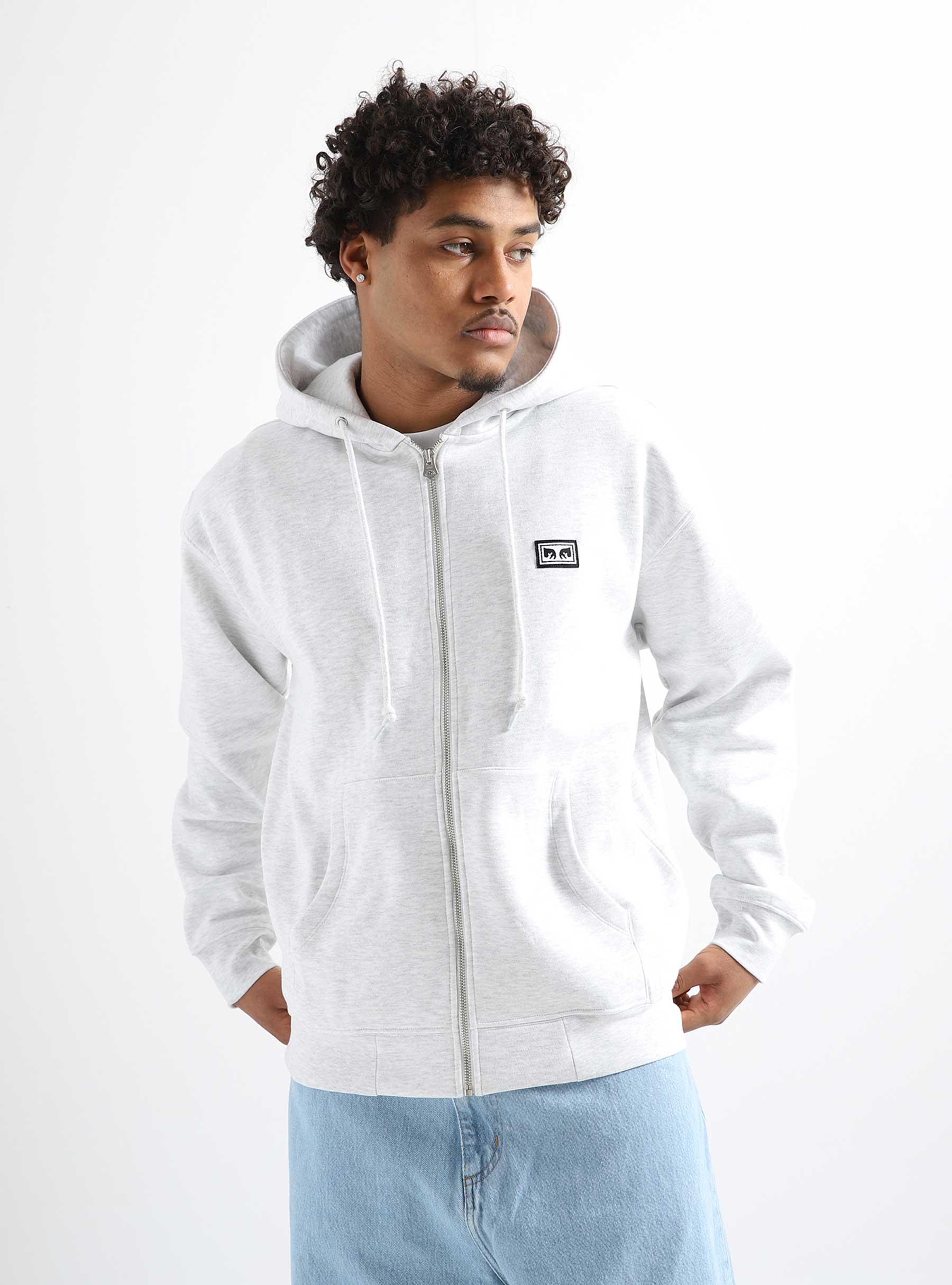 Obey Established Works Eye Zip Hoodie Ash Grey 112460011