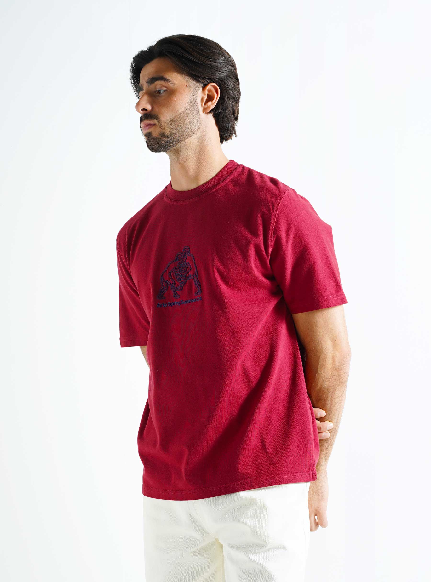 Arte Antwerp Teo Figher Front T-shirt Bordeaux SS24-016T