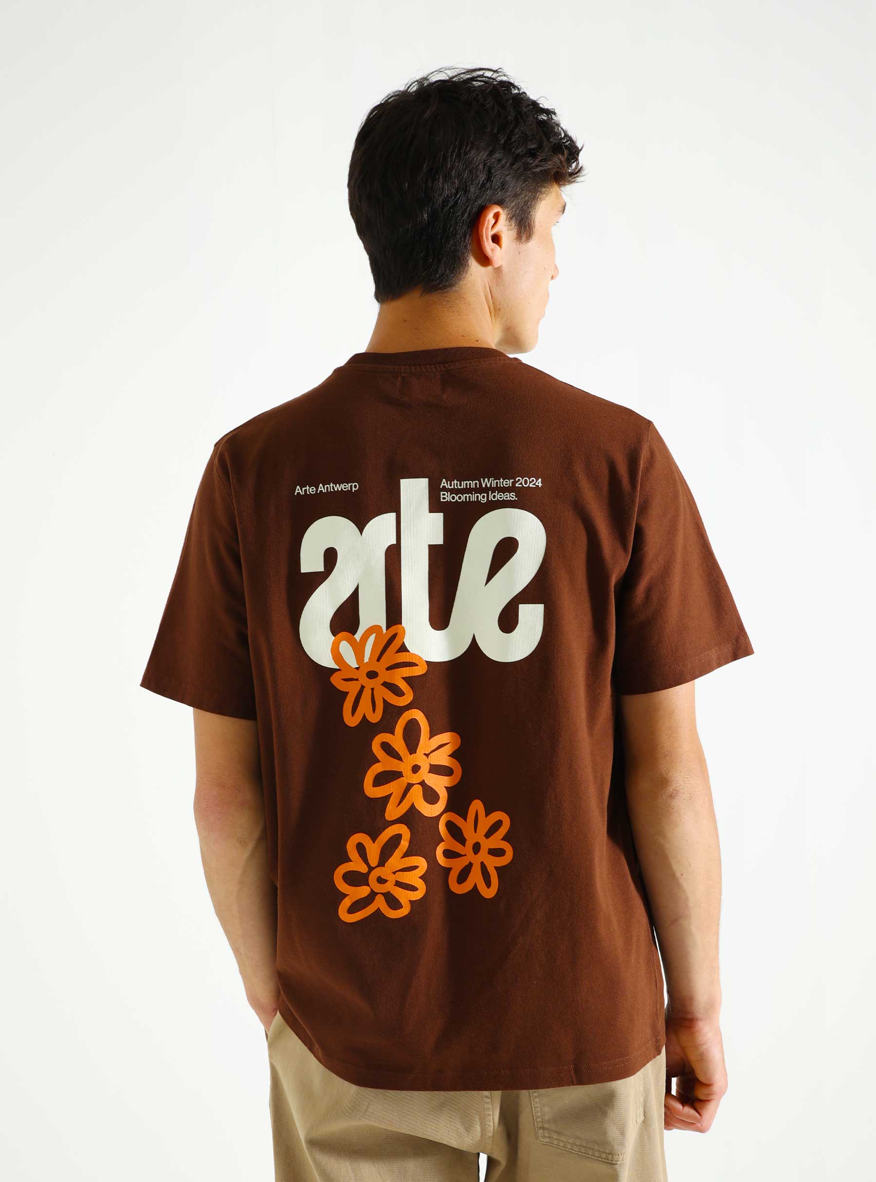 Arte Antwerp Flowers Back T-shirt Brown AW24-115T