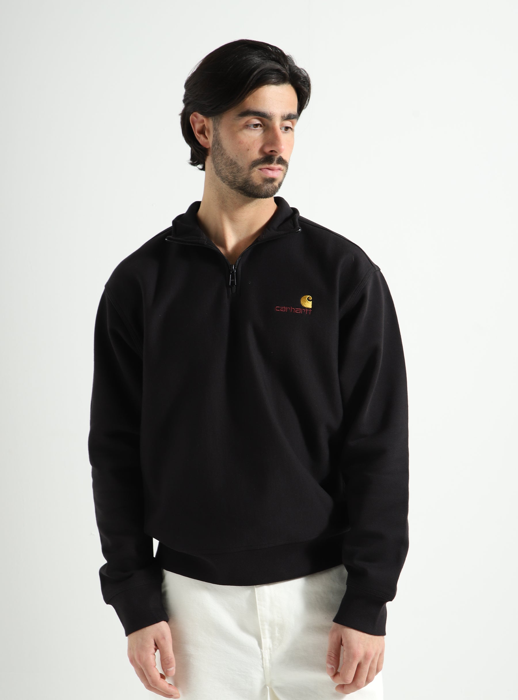 Carhartt WIP Half Zip American Script Sweater Black I027014-89XX