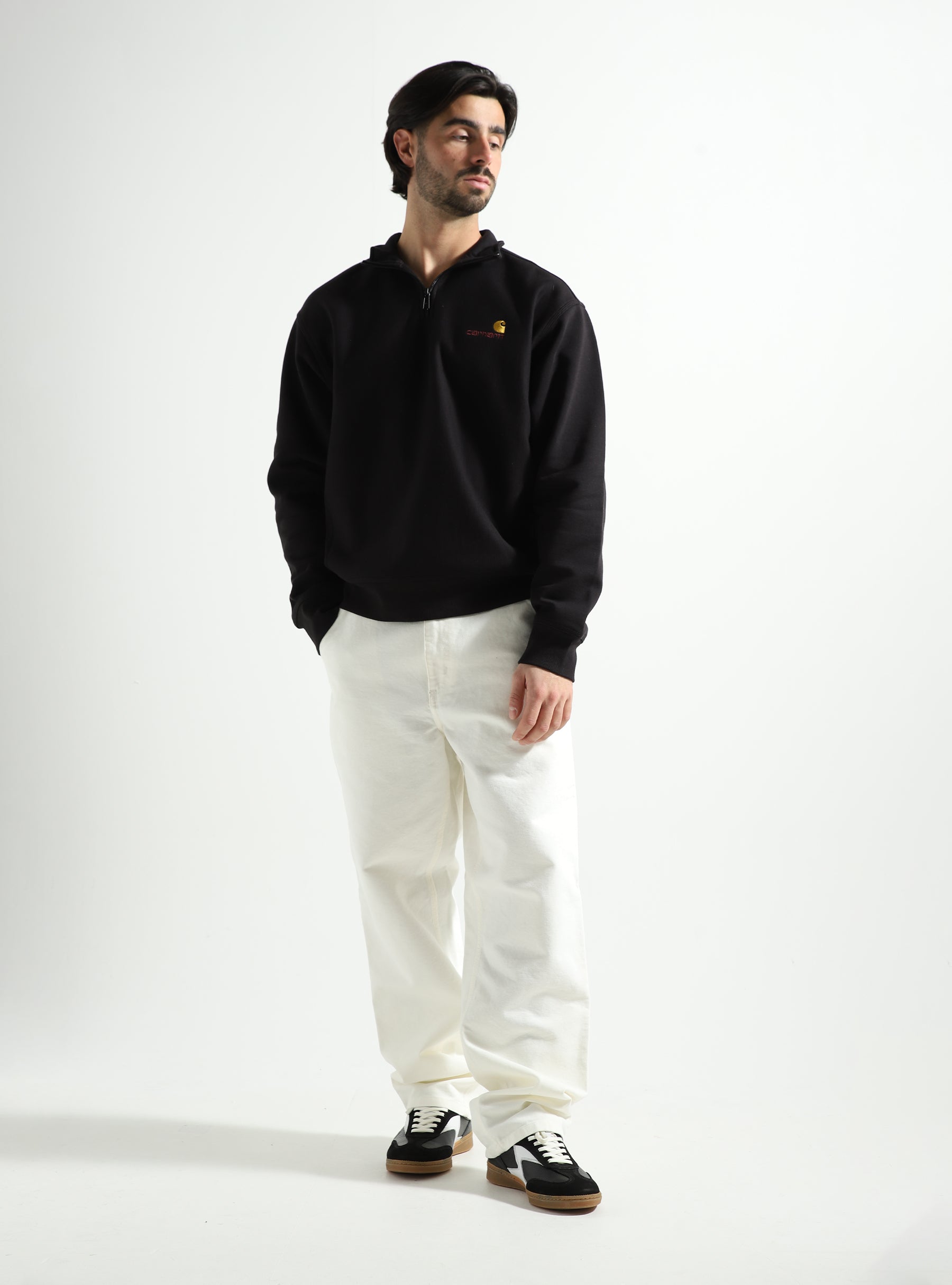 Carhartt WIP Half Zip American Script Sweater Black I027014-89XX