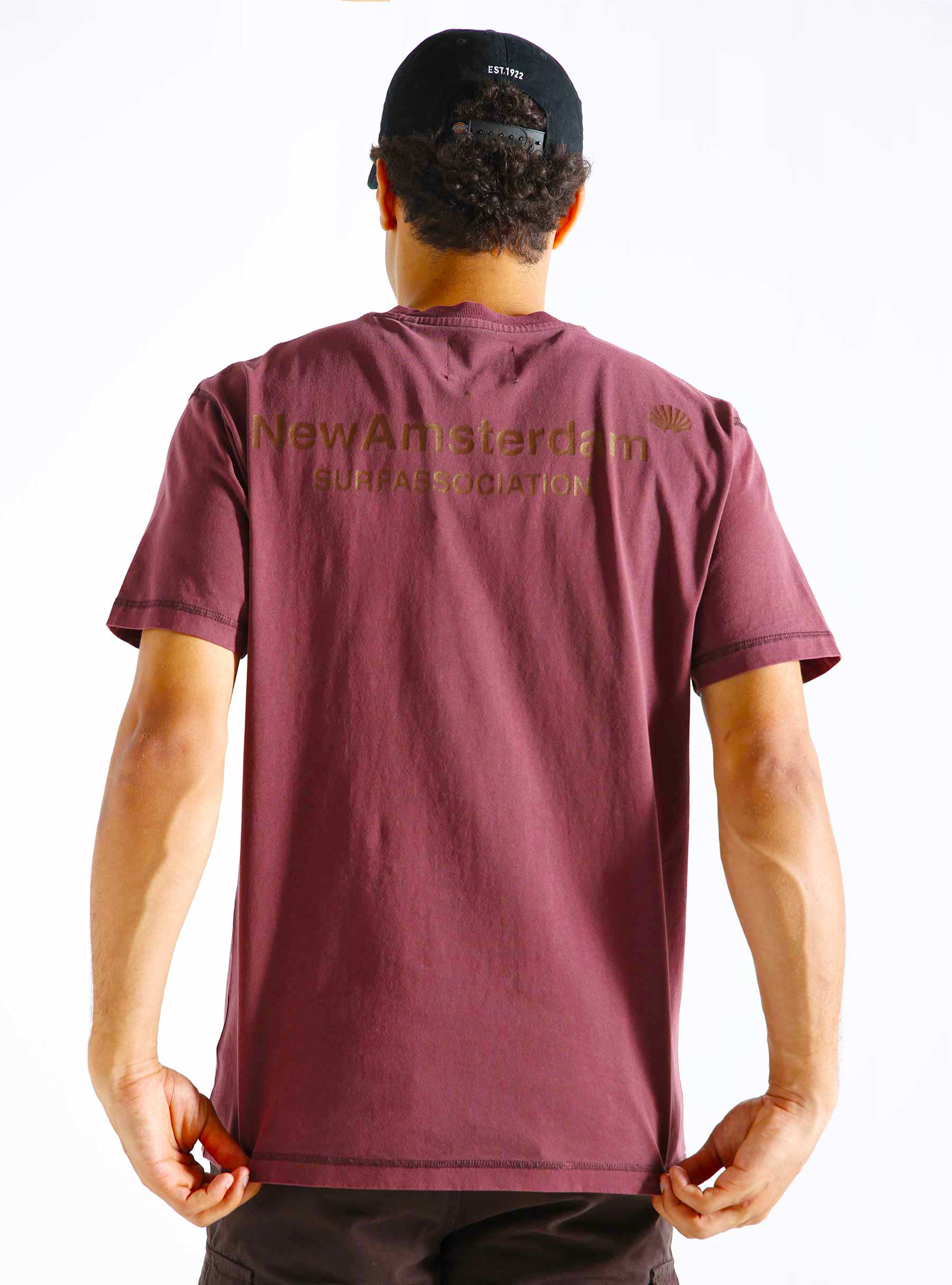 New Amsterdam Surf Association Logo T-shirt Garment Dye Vineyard Wine 2402130003