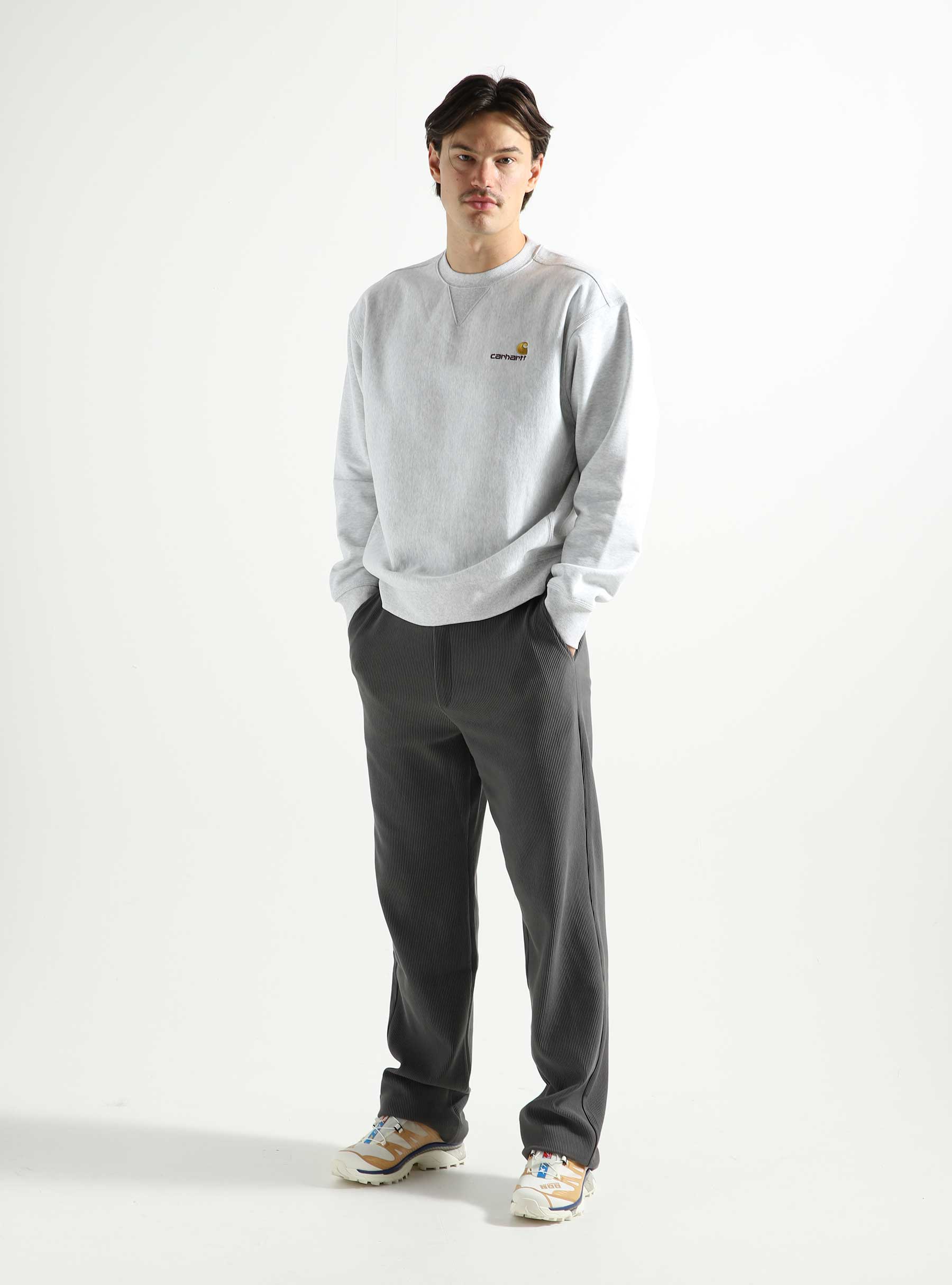 Carhartt WIP American Script Sweat Ash Heather I025475-482XX