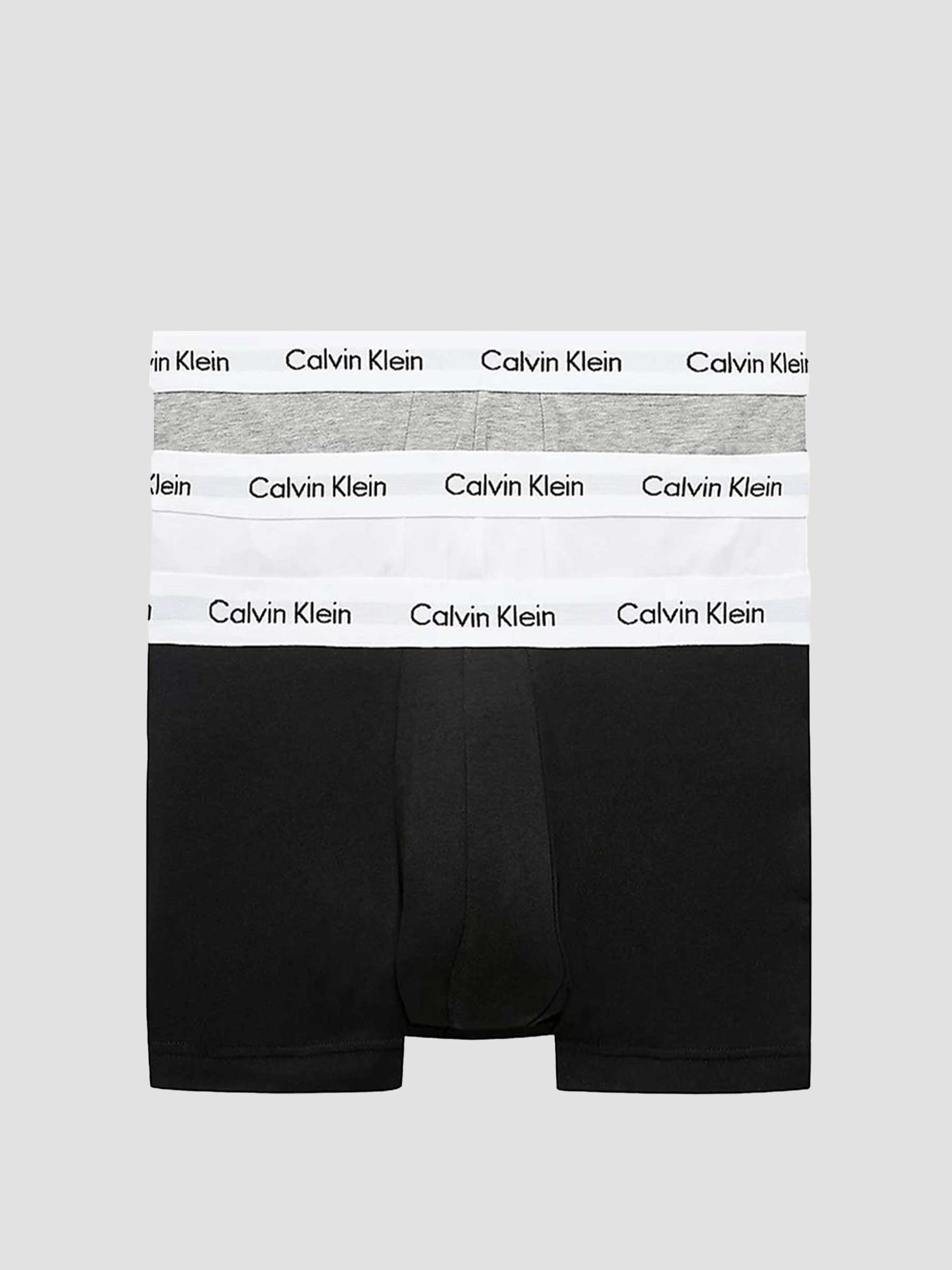 Calvin Klein 3 Pack Cotton Stretch Trunk Black White Grey Heather U2662G