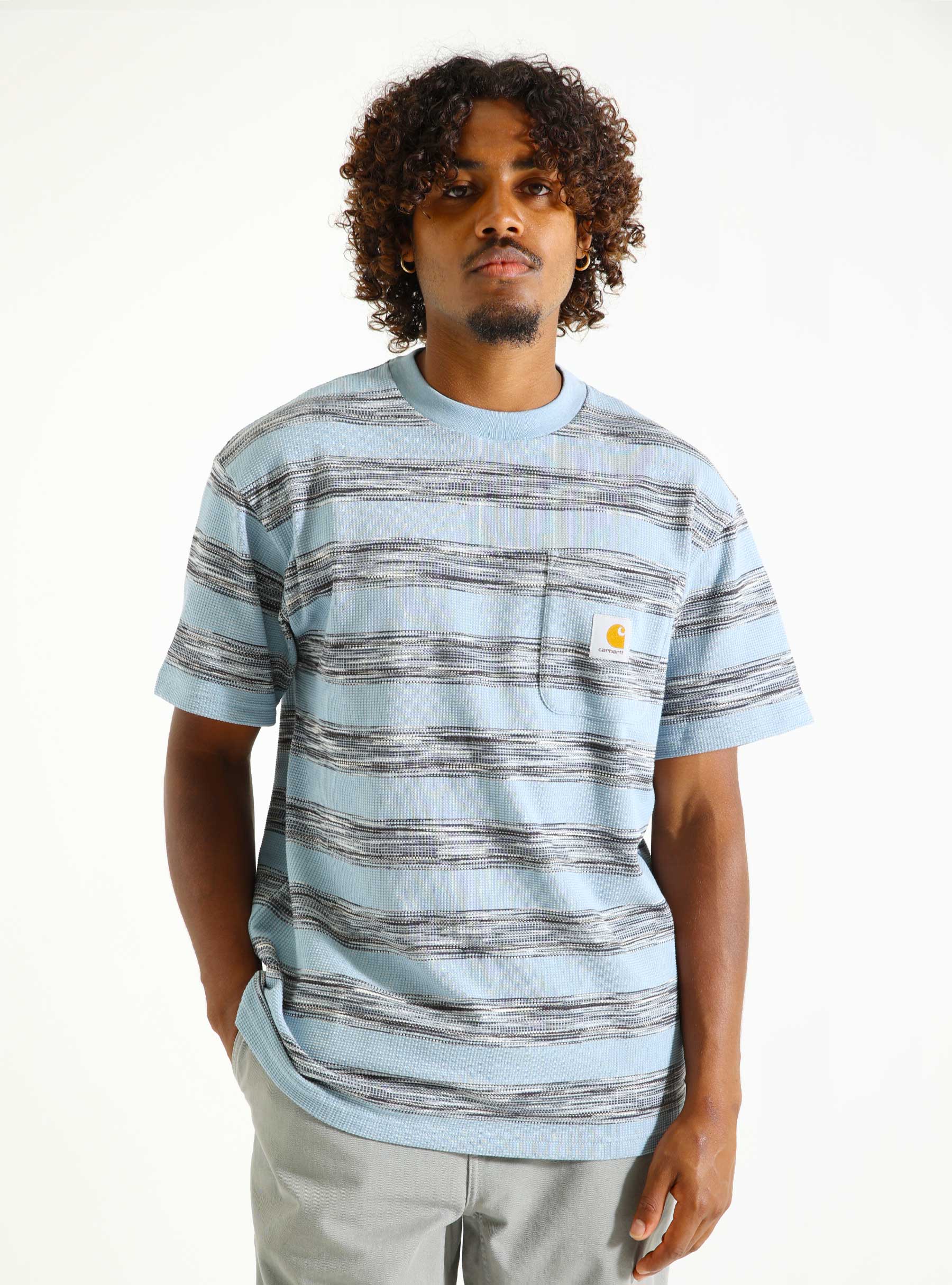 Carhartt WIP Dodson Pocket T-Shirt Dodson Stripe Horizontal Misty Sky I033679-2BLXX