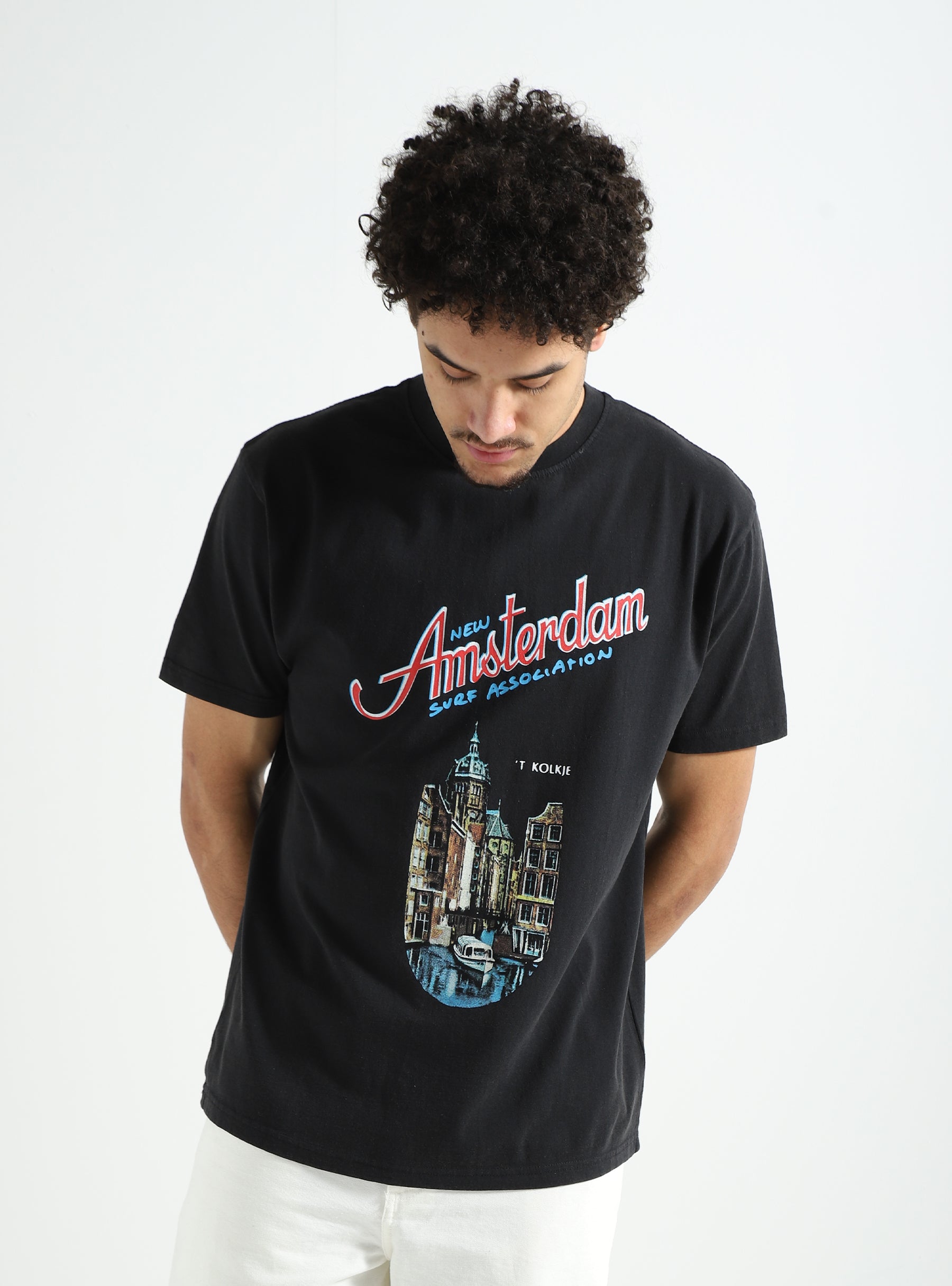 New Amsterdam Surf Association Amsterdam Letter T-shirt Black 2401138001