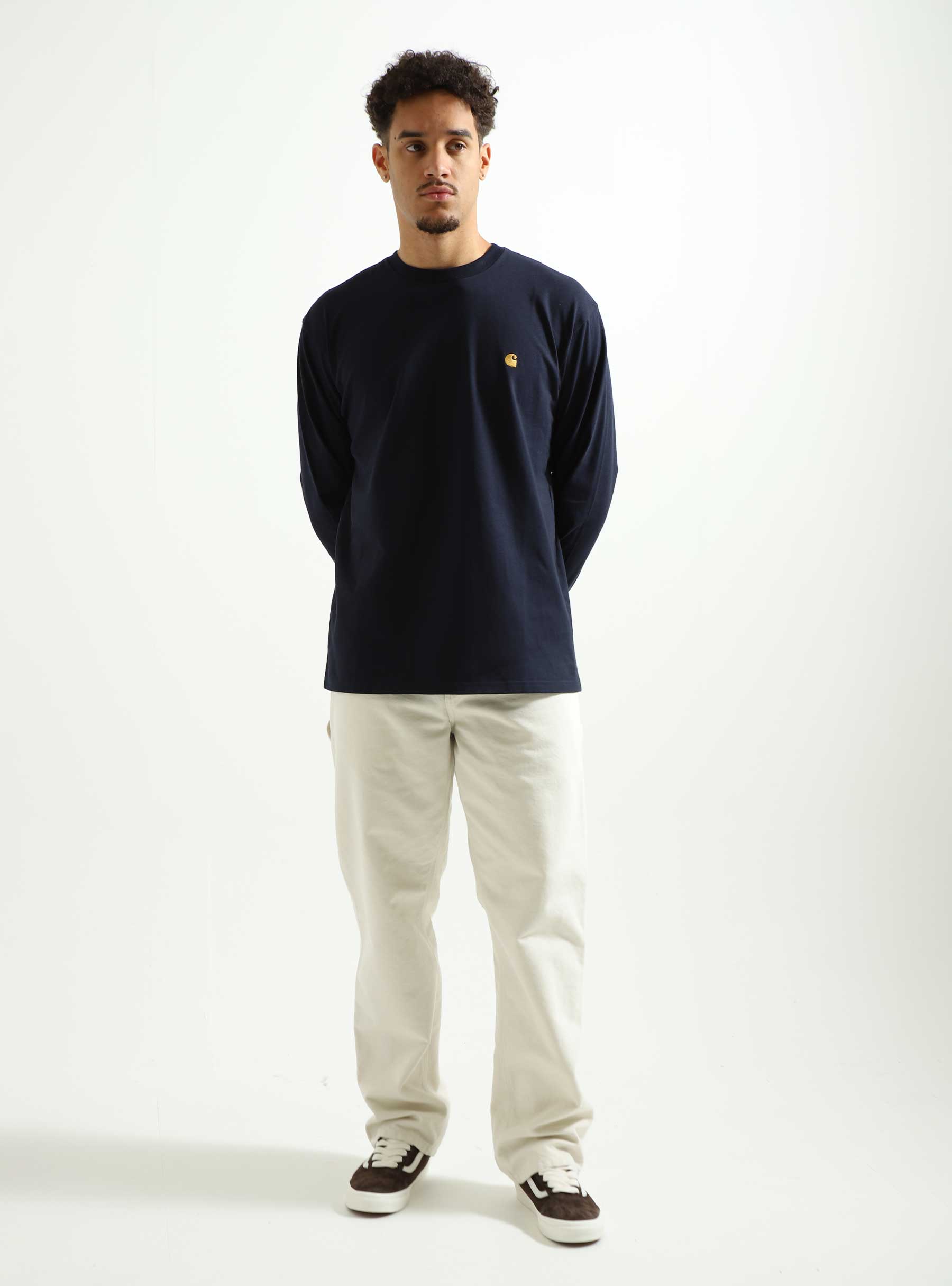 Carhartt WIP Chase Longsleeve T-Shirt Dark Navy Gold I026392-00HXX