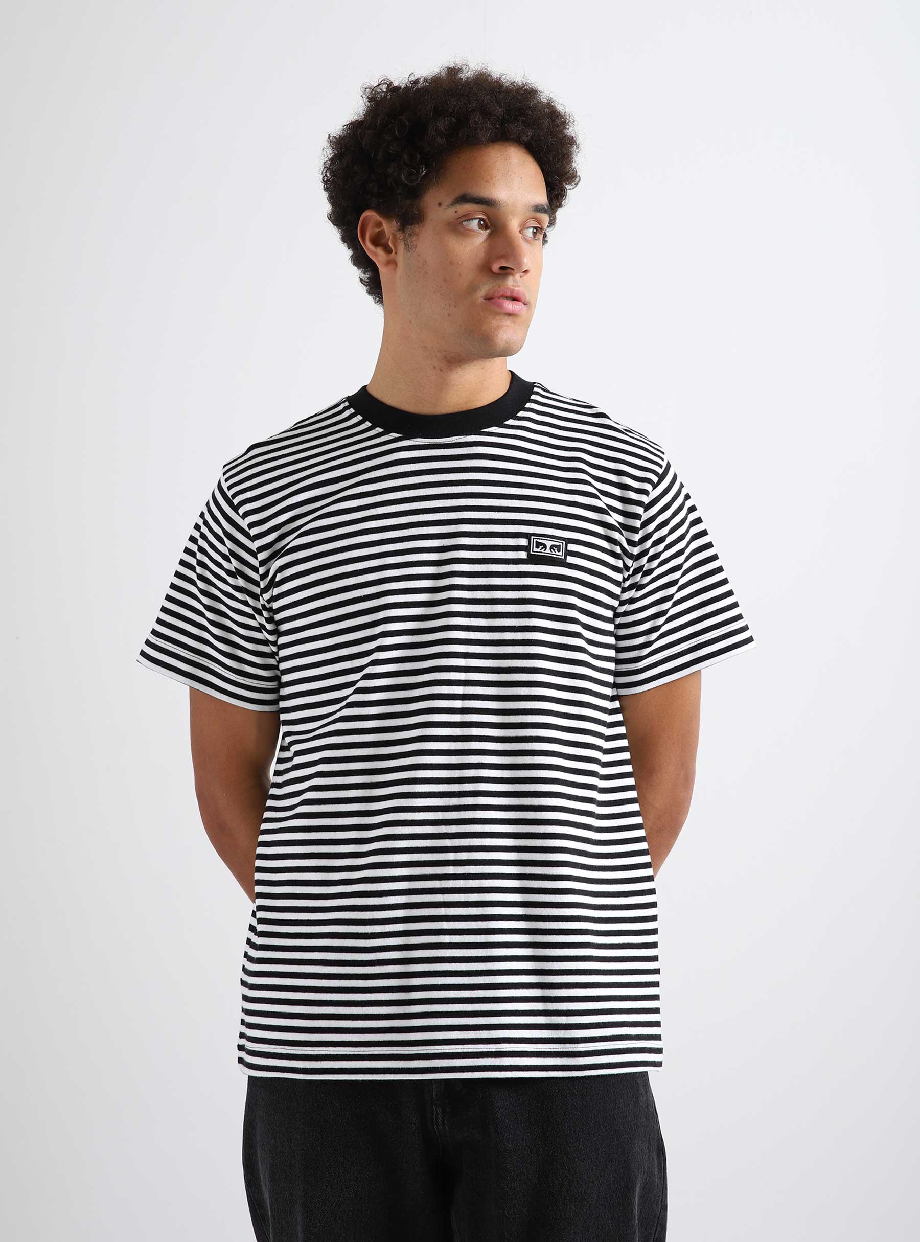 Obey Established Works Eyes Stripe Shortsleeve Black Multi 131080331